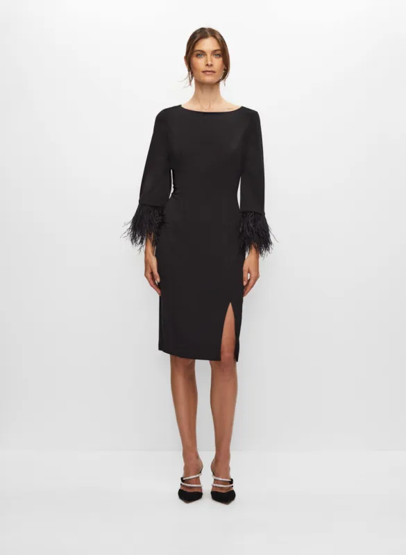 Adrianna Papell - Feather Trim Dress sold by Melanie Lyne