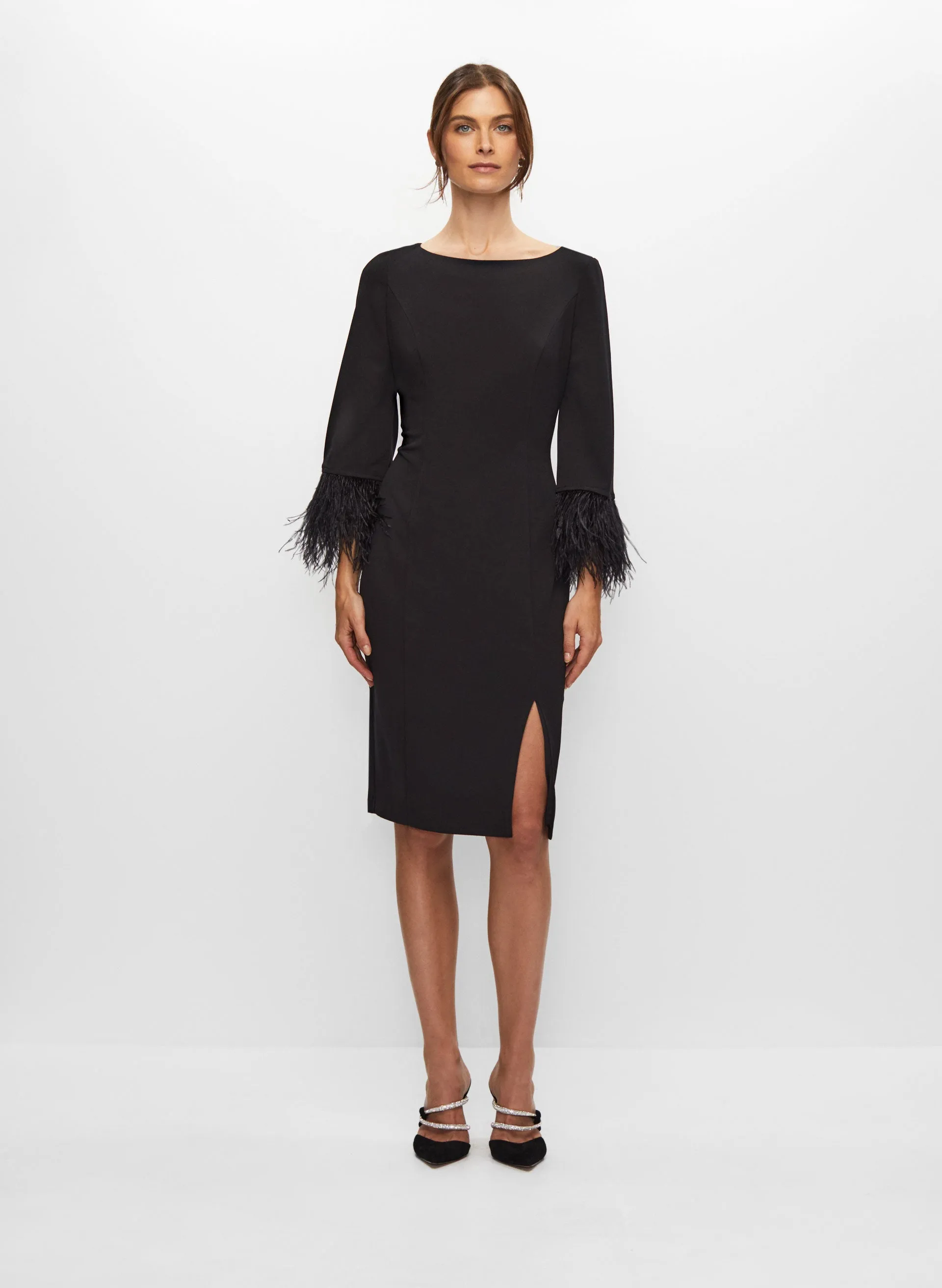 Adrianna Papell - Feather Trim Dress sold by Melanie Lyne