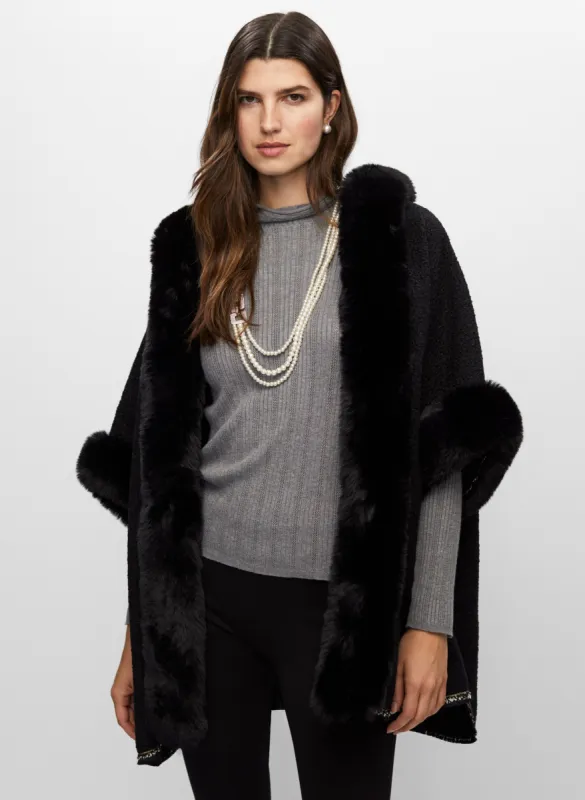 Faux Fur Trim Hooded Poncho sold by Melanie Lyne