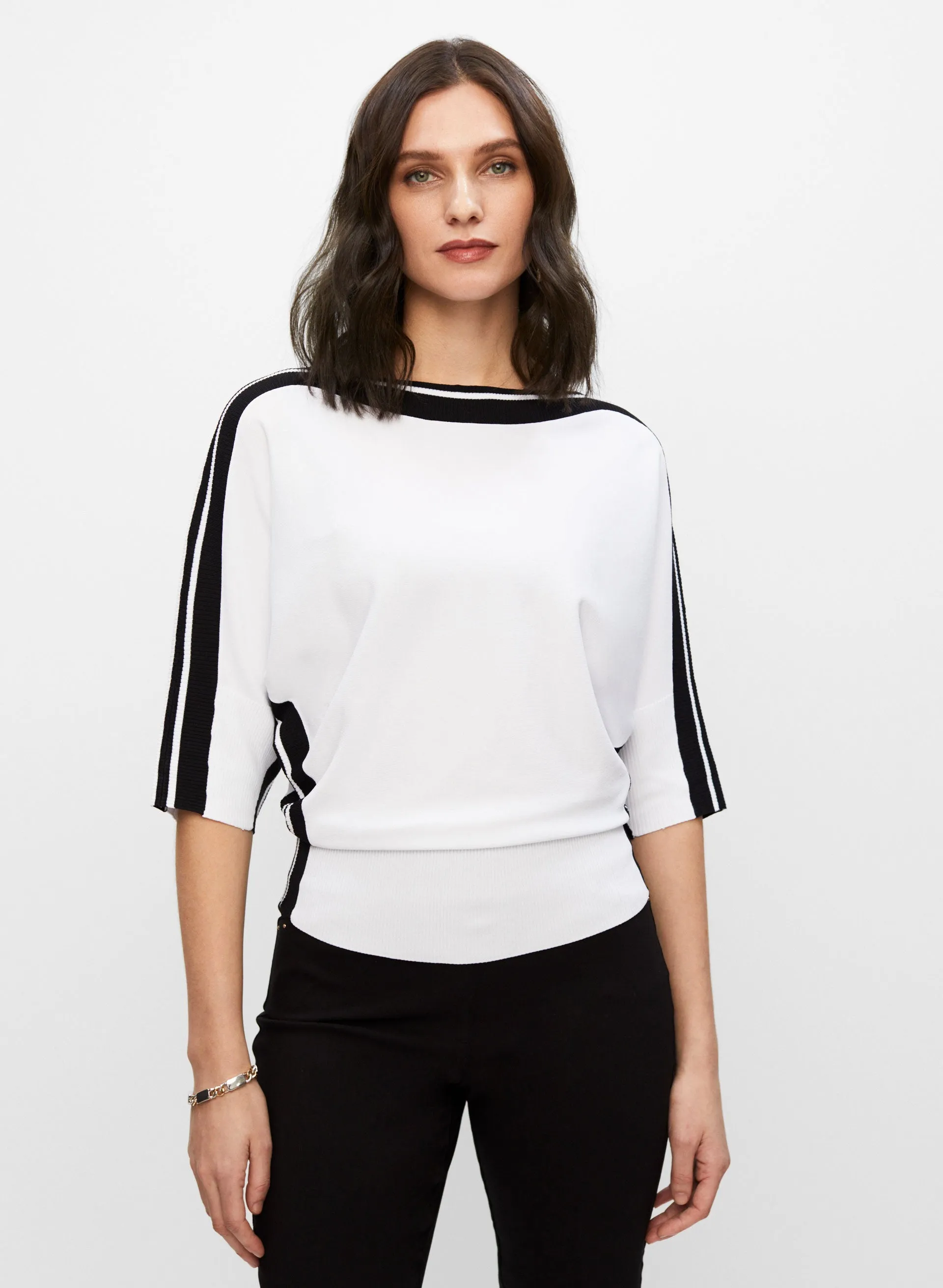 Joseph Ribkoff - Stripe Trim Sweater sold by Melanie Lyne