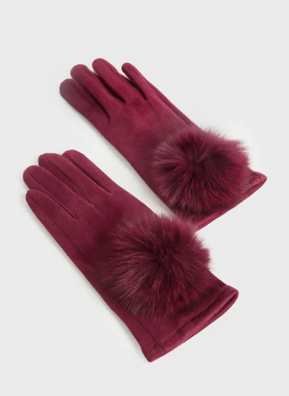 Faux Suede Pompom Gloves sold by Melanie Lyne