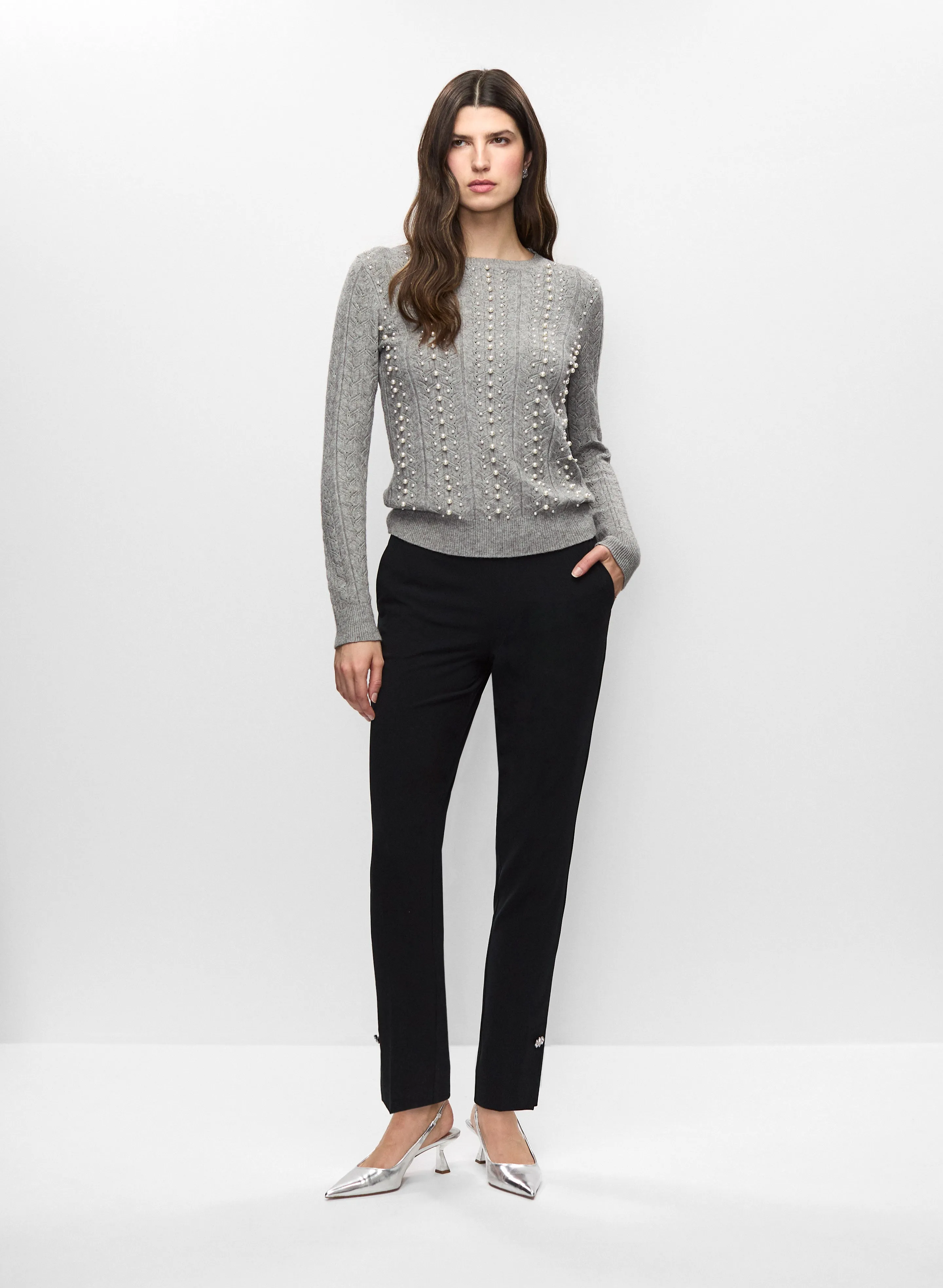 Pearl Studded Sweater & Slim Leg Pants sold by Melanie Lyne