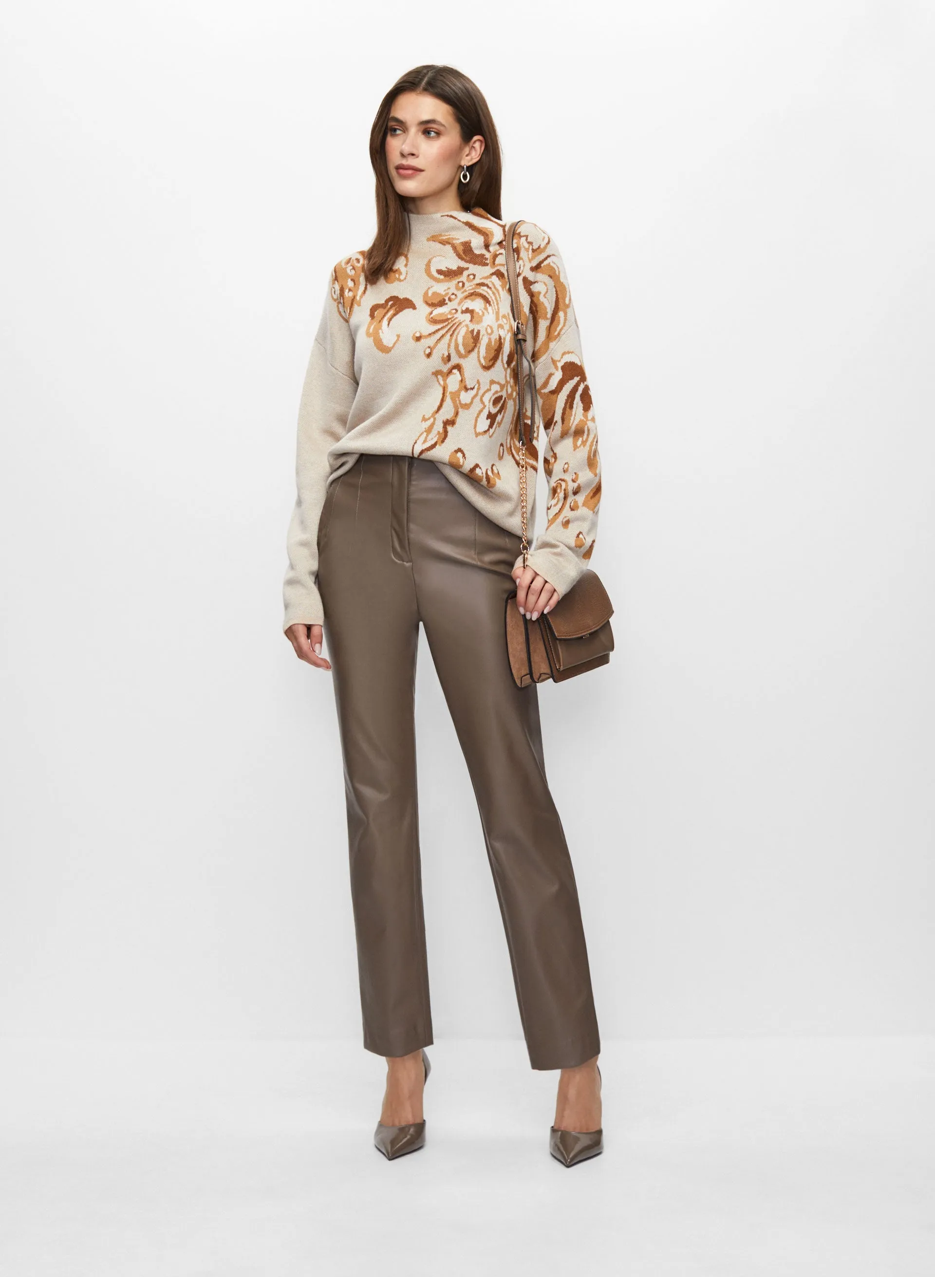 Funnel Neck Sweater & Vegan Leather Pants sold by Melanie Lyne