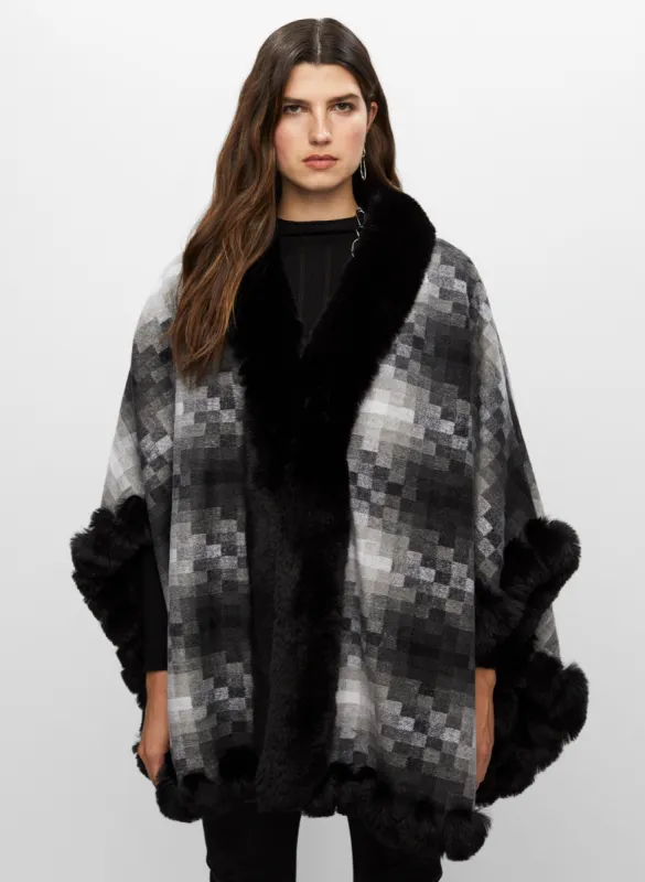 Faux Fur Trim Poncho sold by Melanie Lyne