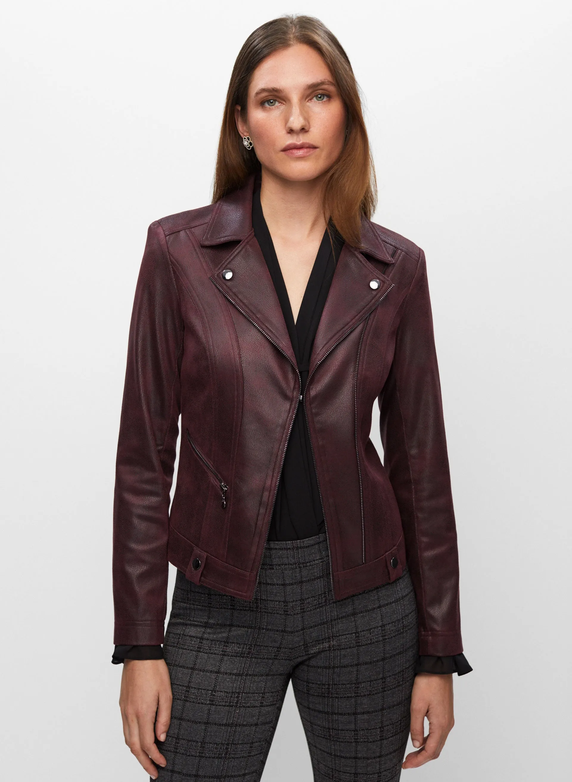 Vex - Snap Detail Faux Suede Jacket sold by Melanie Lyne