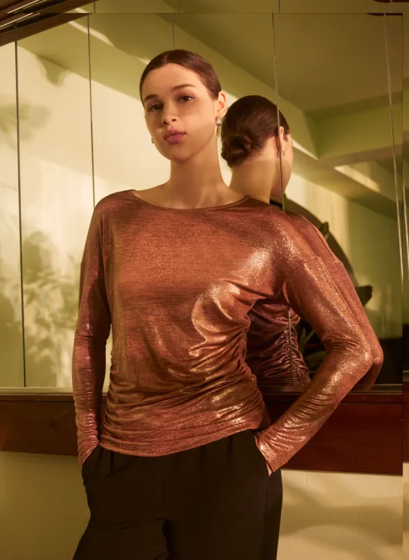Ruched Metallic Foil Top sold by Melanie Lyne