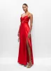 Slit Satin Dress & Trapeze Clutch sold by Melanie Lyne