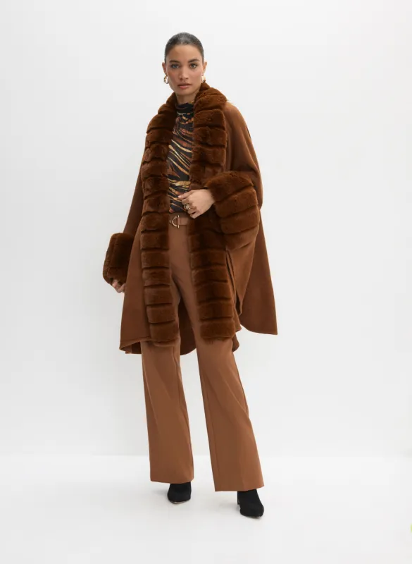 Faux Fur Trim Poncho sold by Melanie Lyne