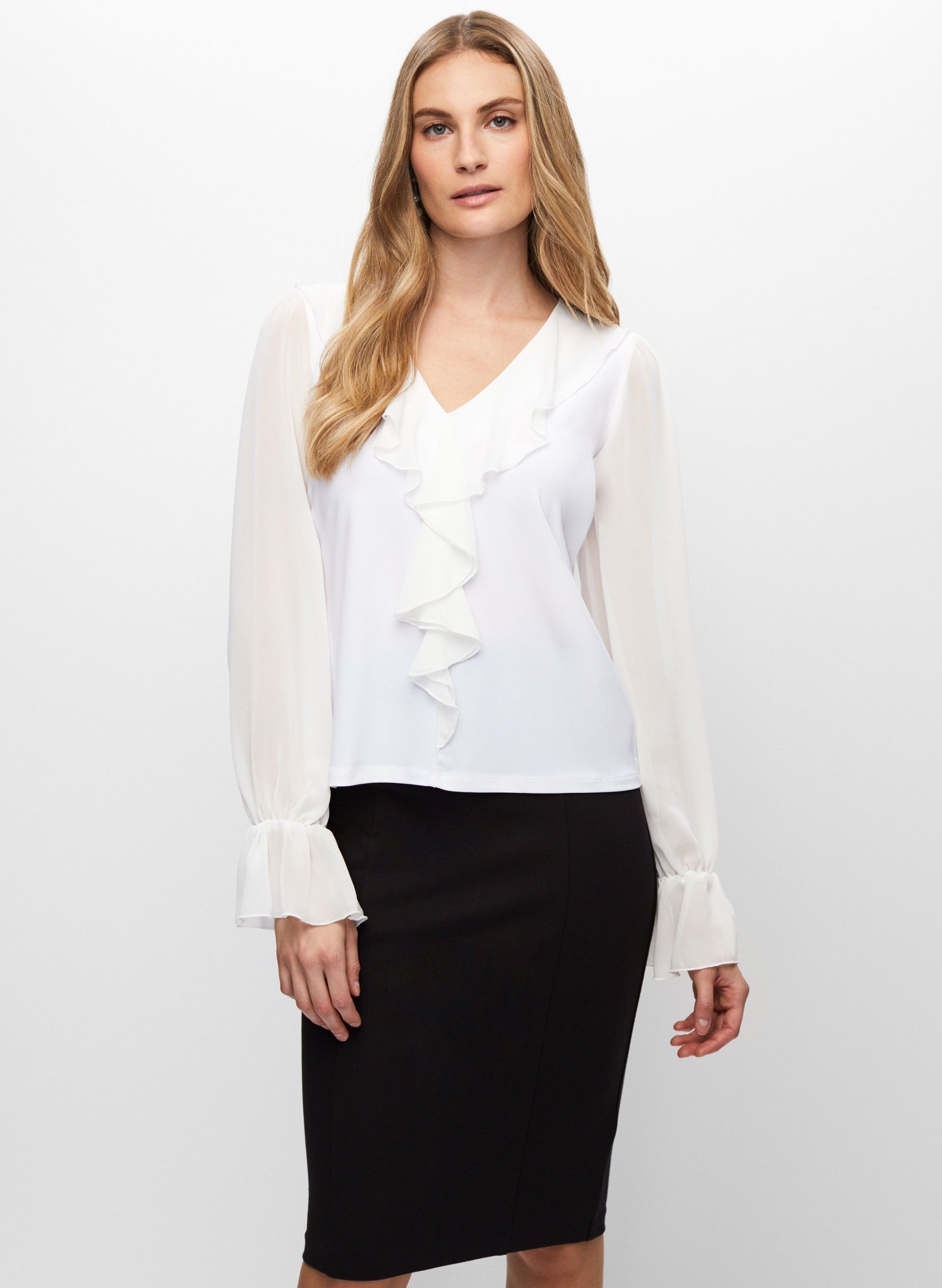 Ruffle Detail Long Sleeve Blouse sold by Melanie Lyne product image thumbnail 5