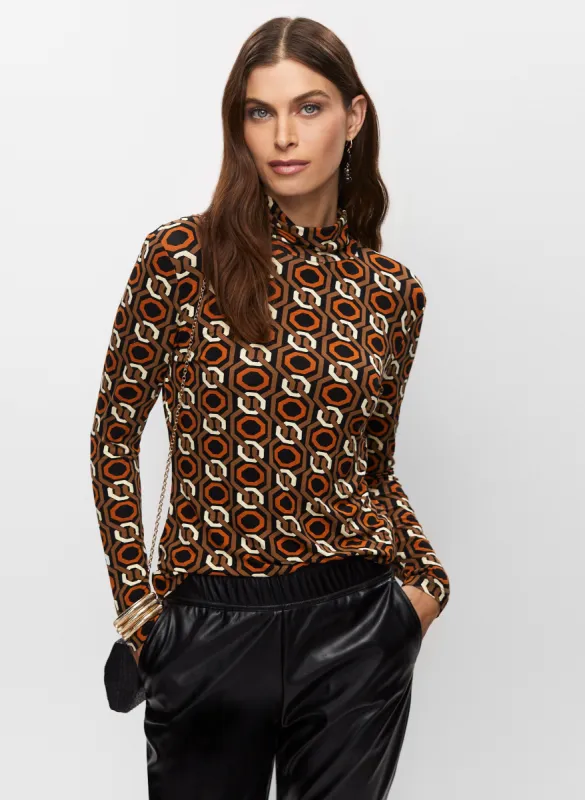 Geometric Pattern Turtle Neck Top sold by Melanie Lyne