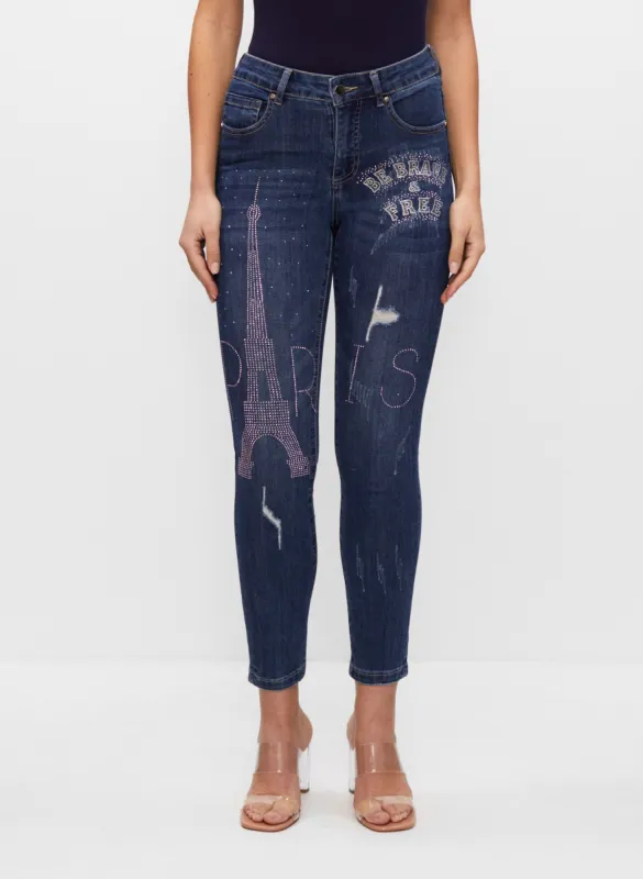 Frank Lyman - Embellished Slim Leg Jeans sold by Melanie Lyne