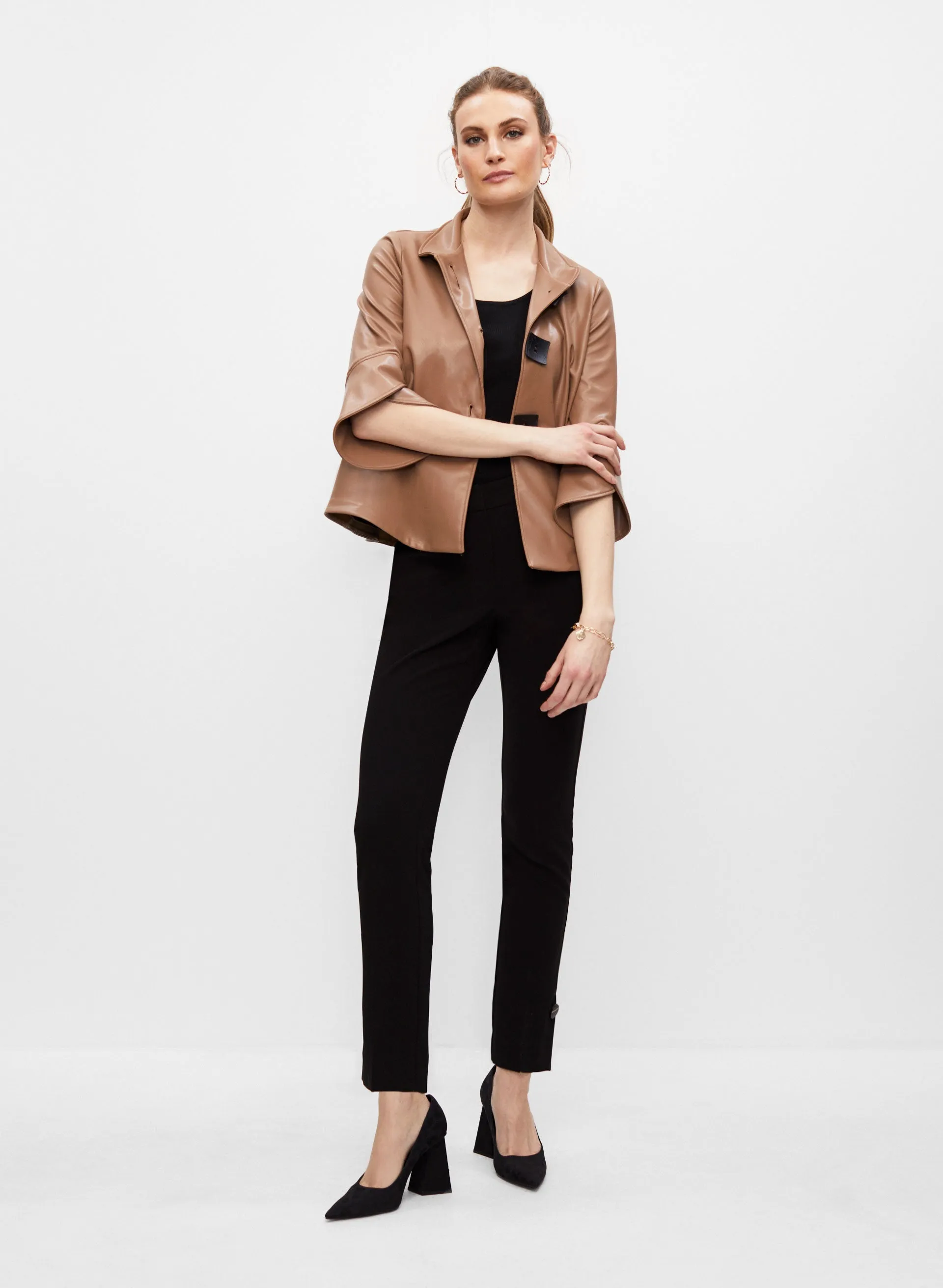 Joseph Ribkoff - Button Detail Vegan Leather Jacket sold by Melanie Lyne product image thumbnail 4