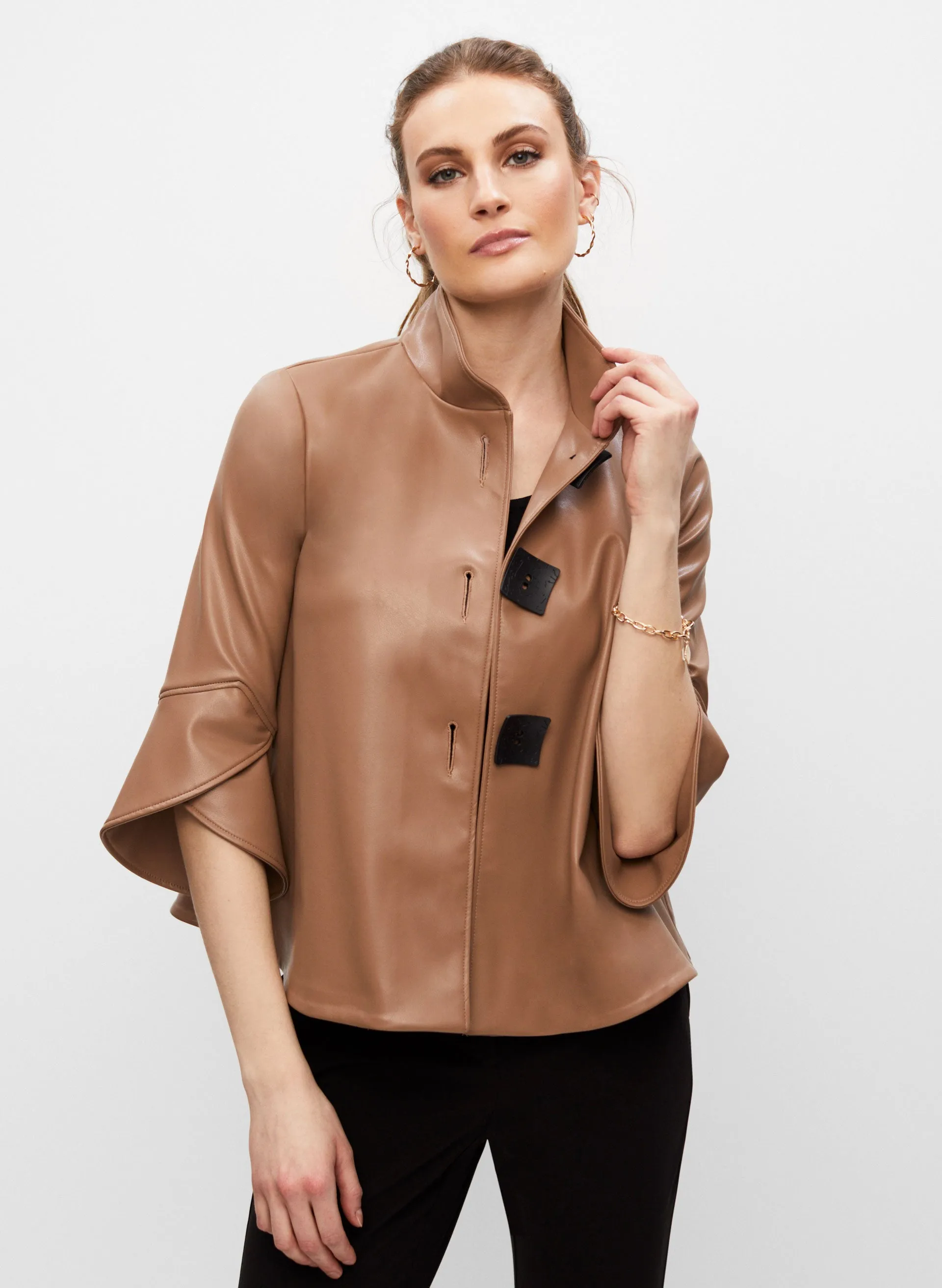 Joseph Ribkoff - Button Detail Vegan Leather Jacket sold by Melanie Lyne