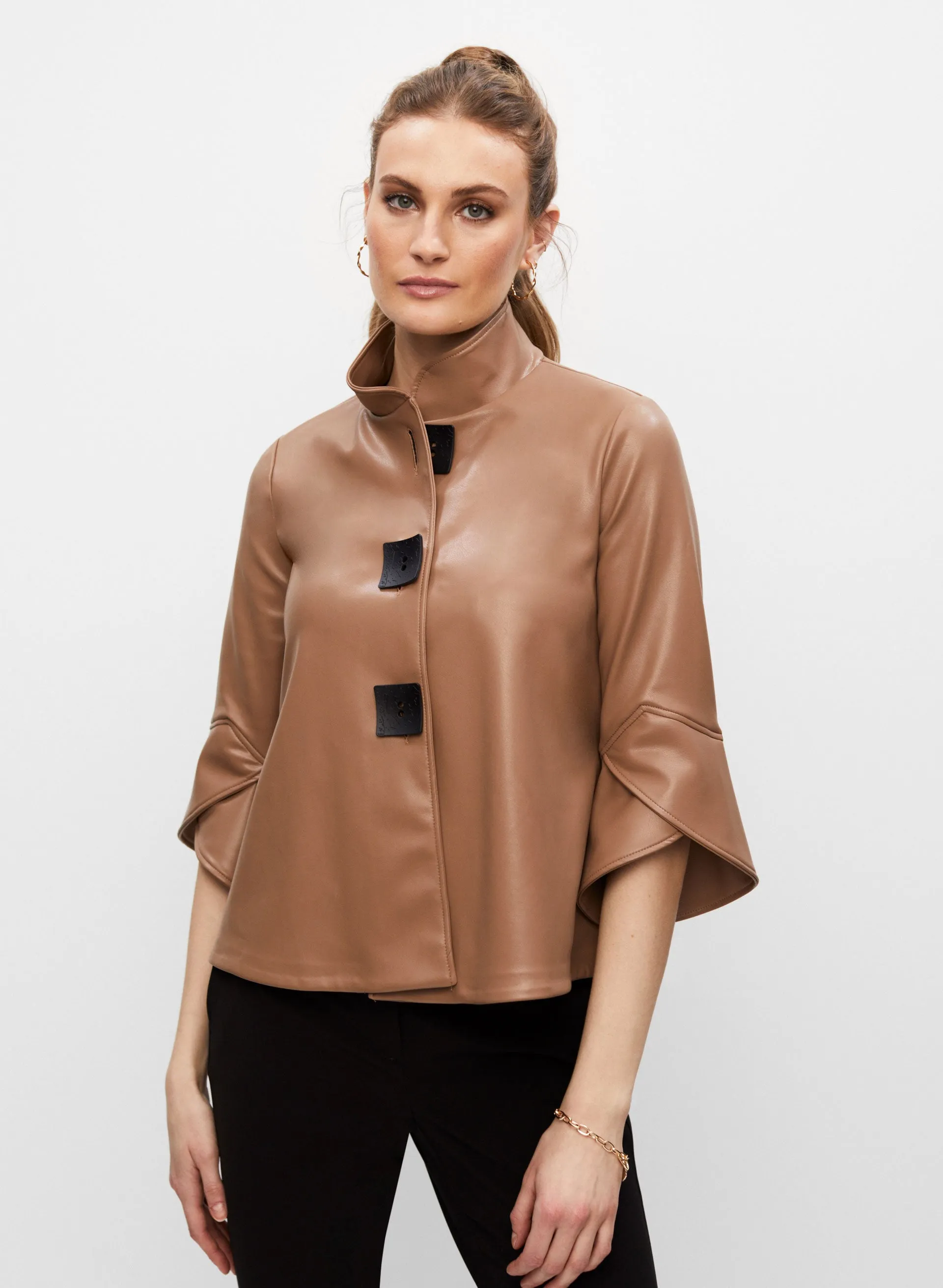 Joseph Ribkoff - Button Detail Vegan Leather Jacket sold by Melanie Lyne product image thumbnail 5