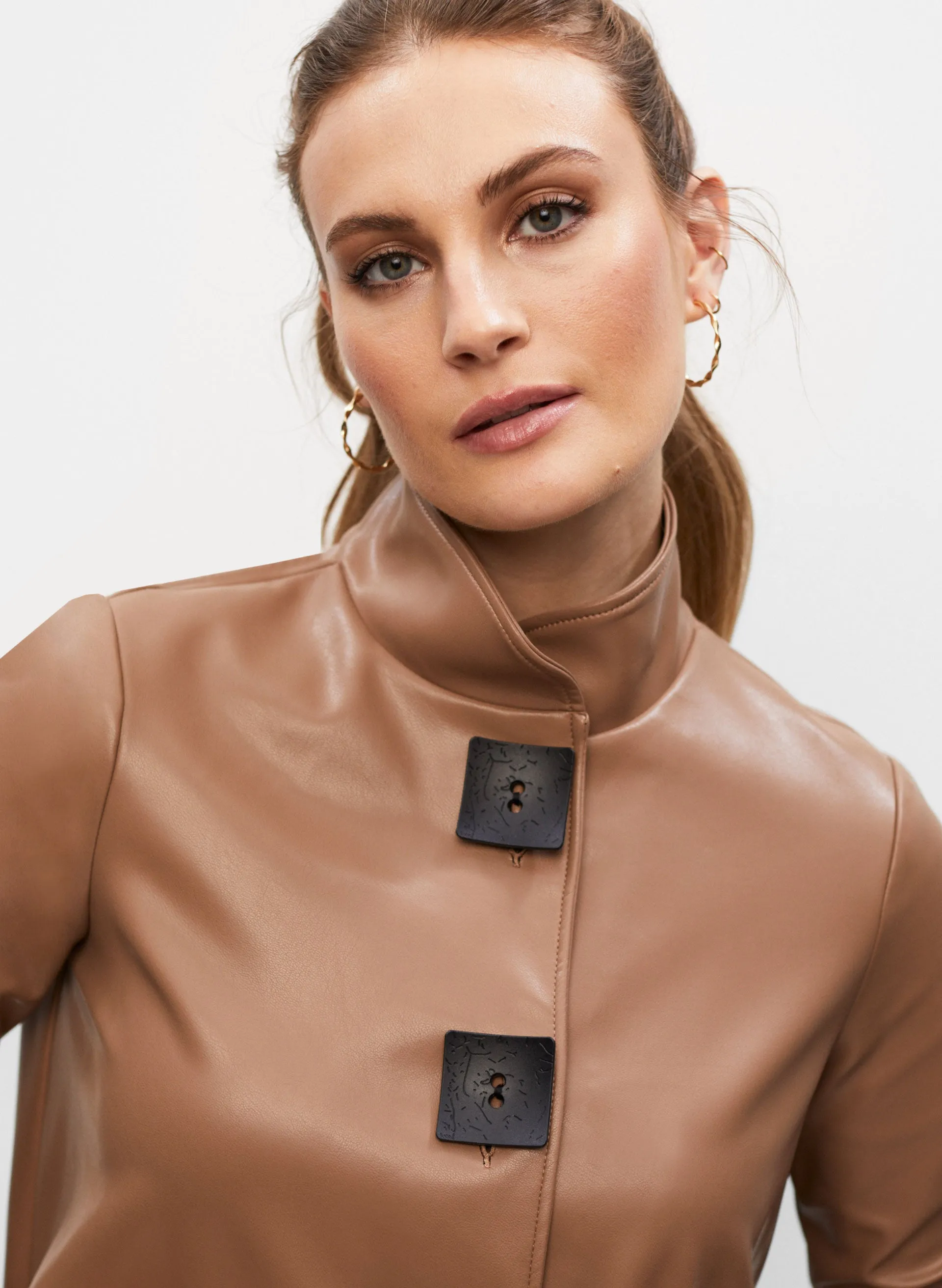 Joseph Ribkoff - Button Detail Vegan Leather Jacket sold by Melanie Lyne product image thumbnail 3