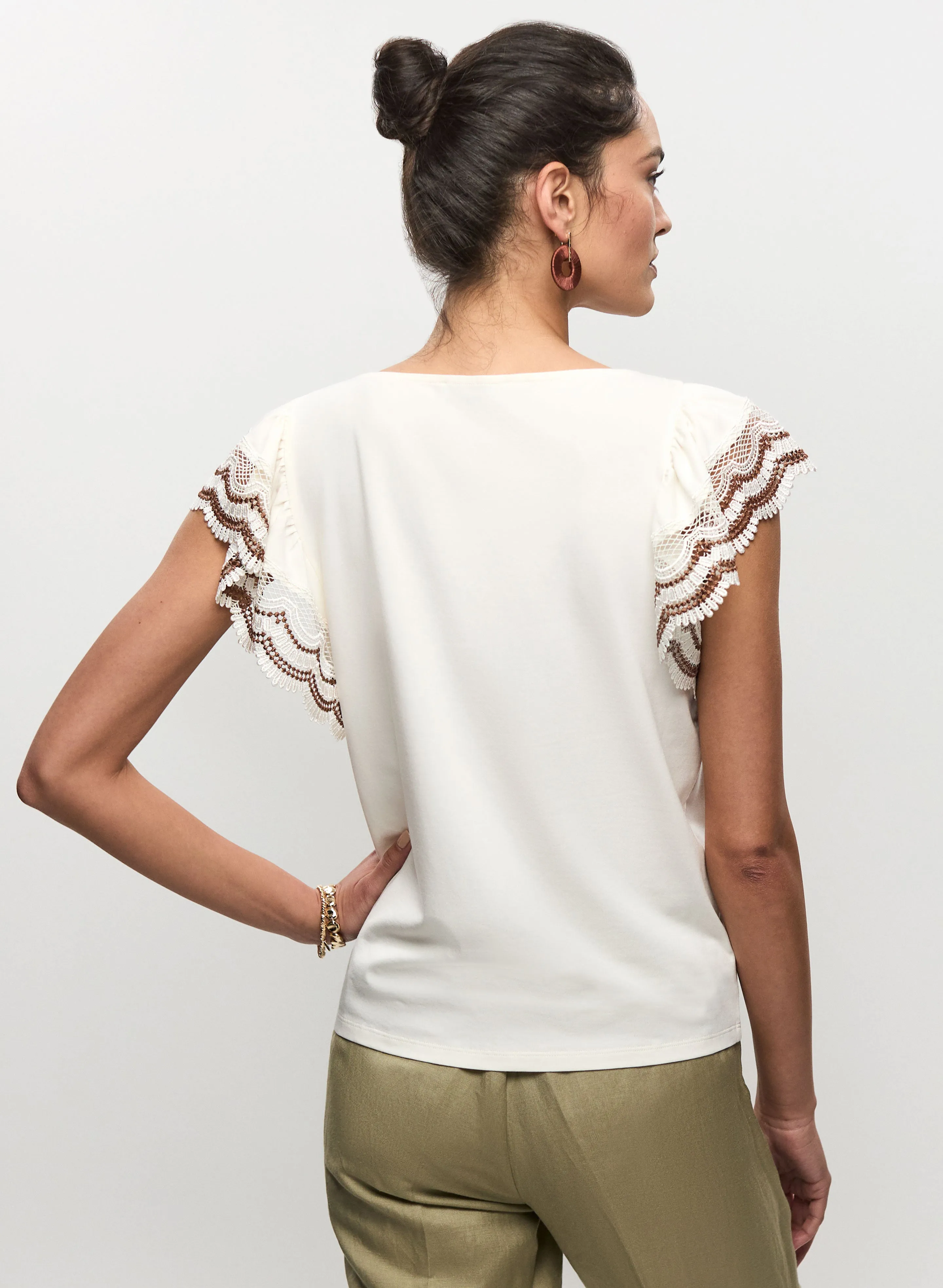 Crochet Lace Sleeve Top sold by Melanie Lyne product image thumbnail 4