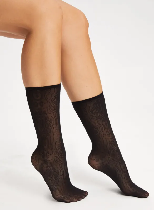 Mura - Embroidered Lace Anklet Socks sold by Melanie Lyne