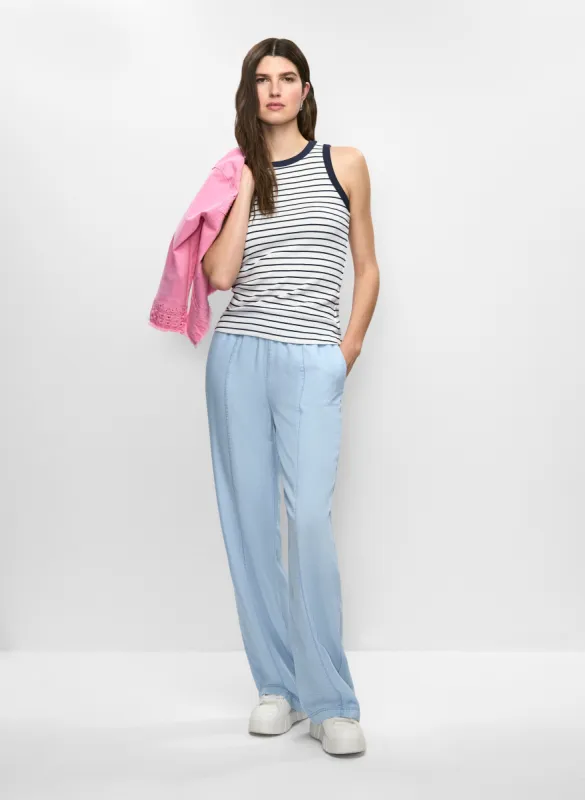 Eyelet Trim Denim Jacket & Pull-On Wide Leg Pants sold by Melanie Lyne