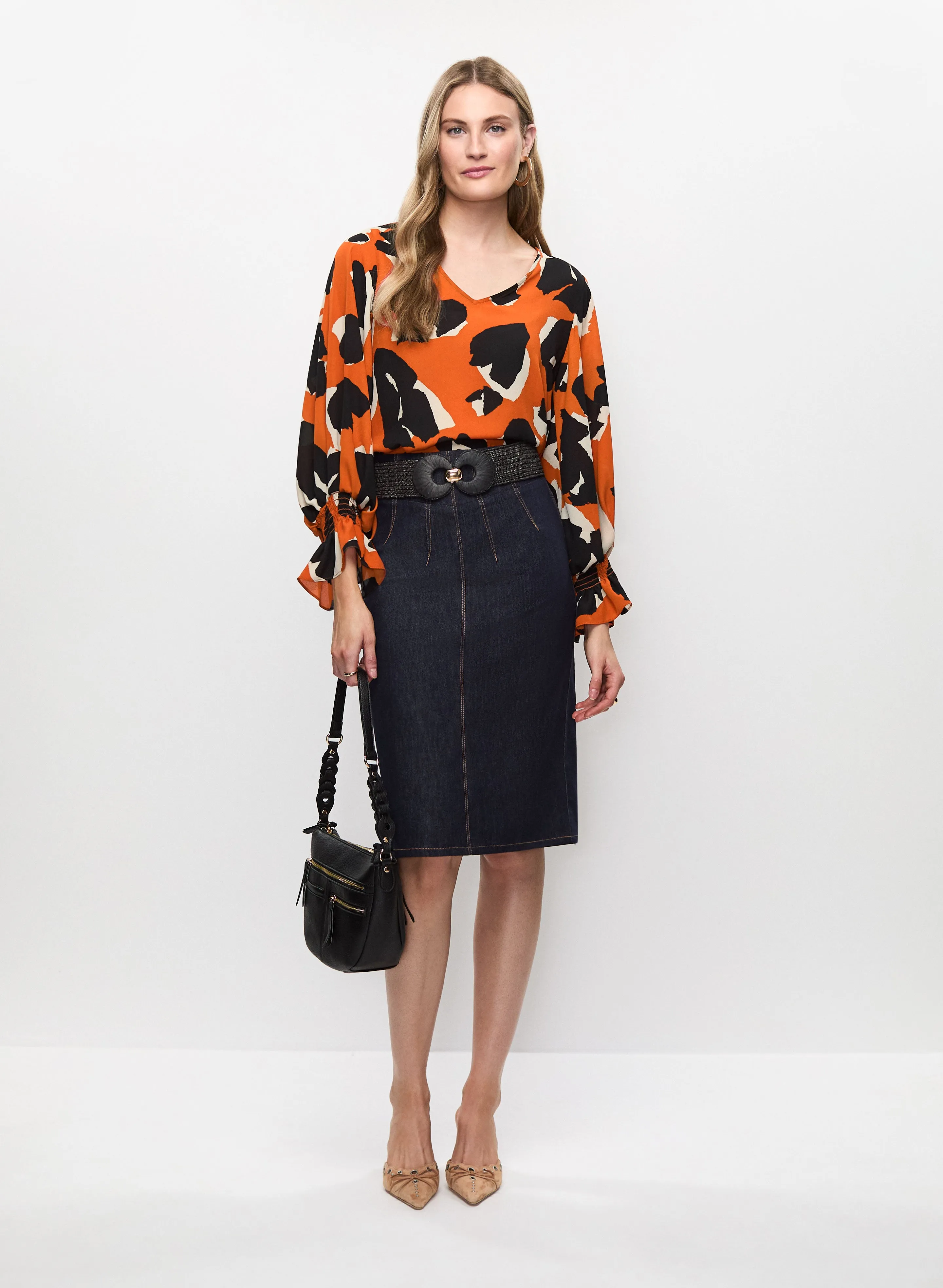 Joseph Ribkoff - Puff Sleeves Animal Print Blouse sold by Melanie Lyne product image thumbnail 3