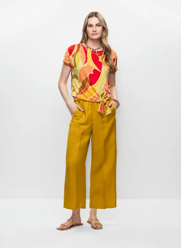 Leaf Print T-Shirt & Linen-Blend Culotte Pants sold by Melanie Lyne