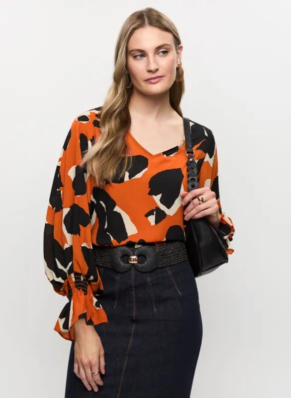 Joseph Ribkoff - Puff Sleeves Animal Print Blouse made by Melanie Lyne