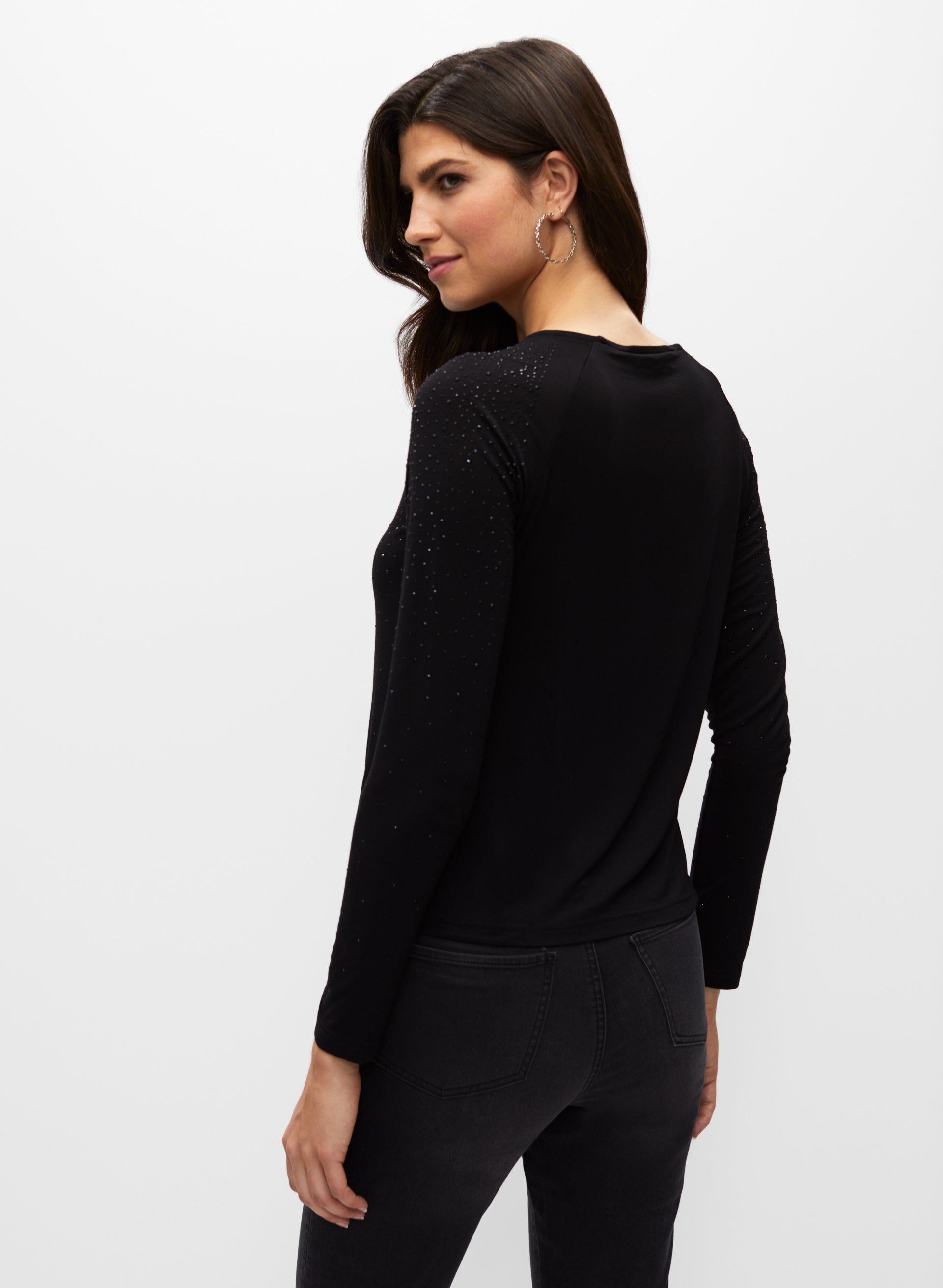 Rhinestone Detail Long Sleeve Tee sold by Melanie Lyne product image thumbnail 4