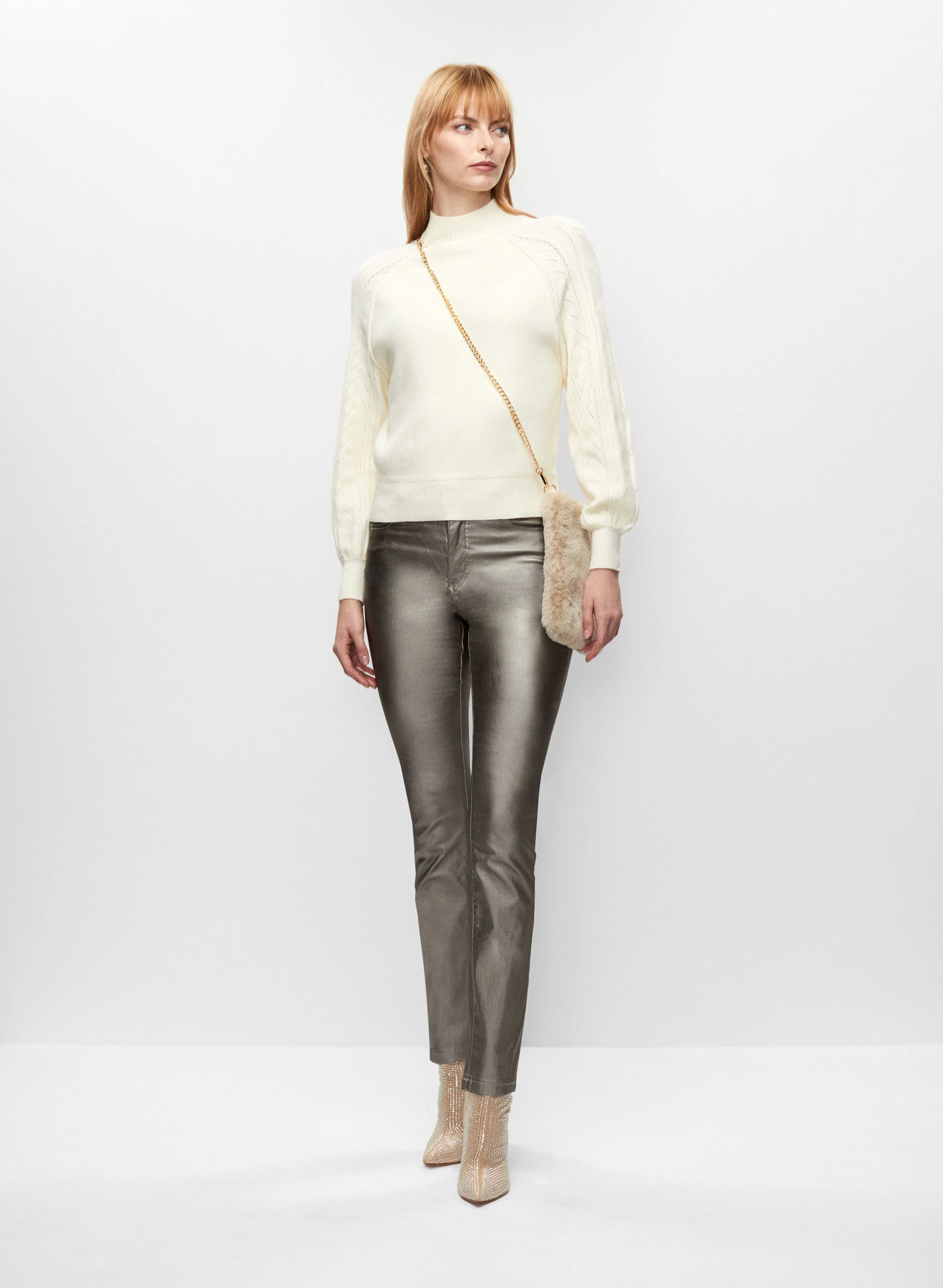 Mock Neck Sweater & Coated Jeans sold by Melanie Lyne