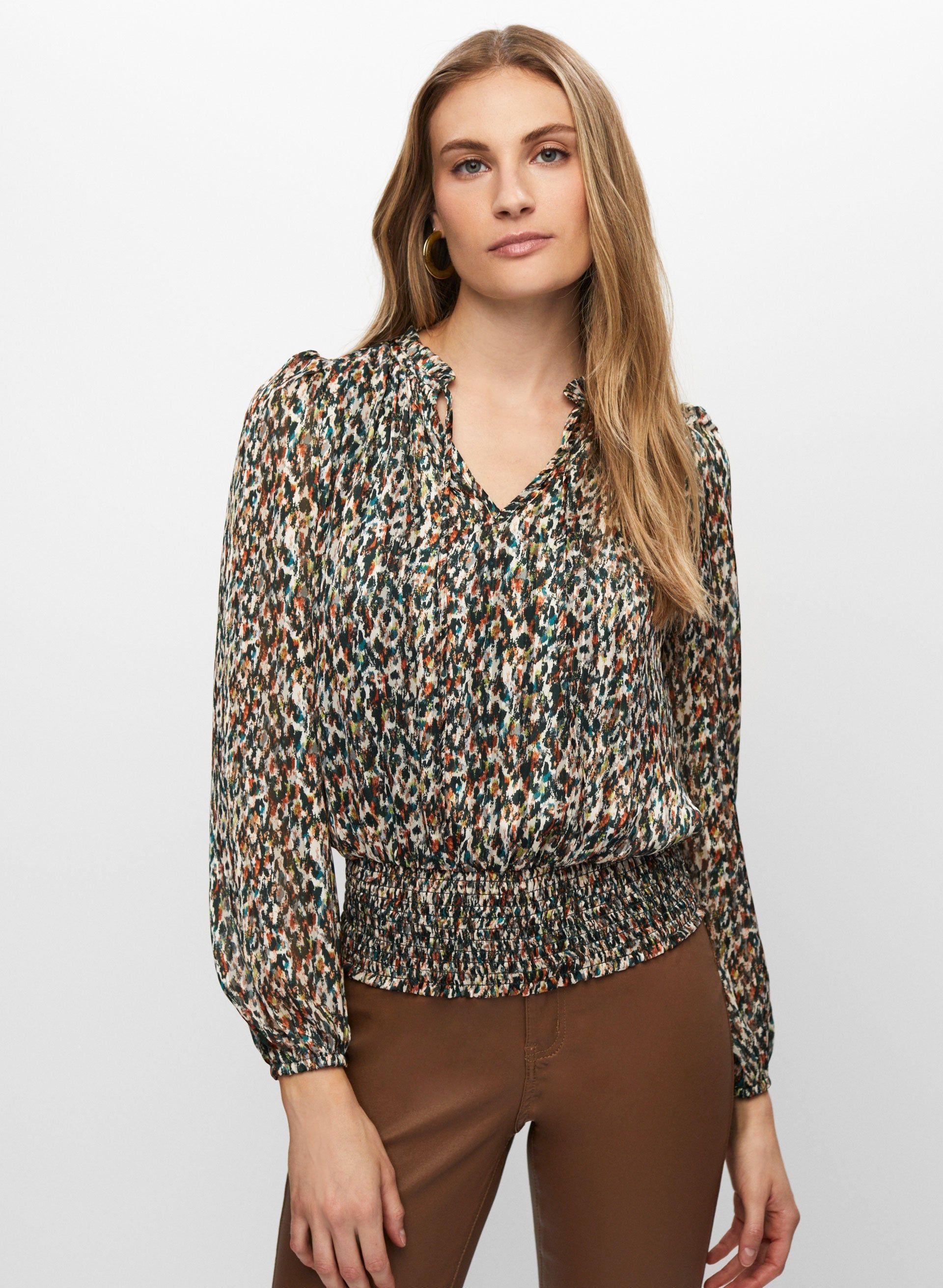 Abstract Print Split Neck Blouse sold by Melanie Lyne product image thumbnail 5