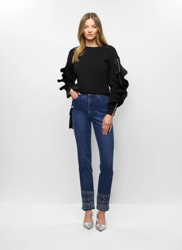 Ruffle Sleeve Top & Embellished Jeans sold by Melanie Lyne