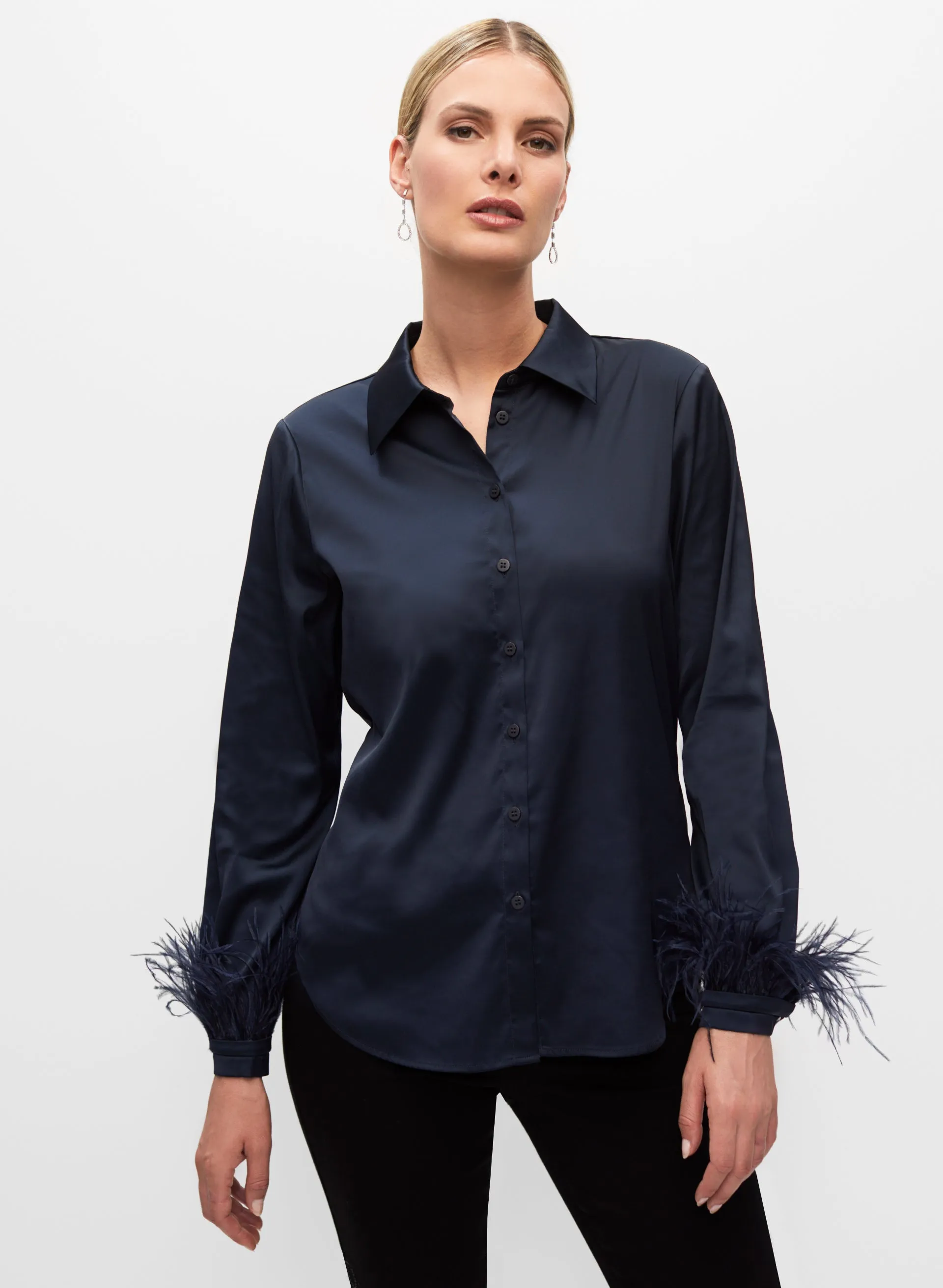 Feather Trim Satin Blouse sold by Melanie Lyne