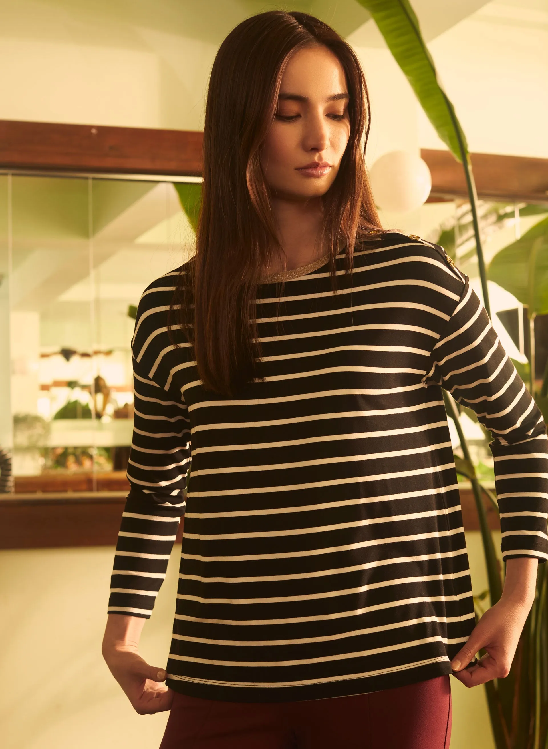Stripe Print 3/4 Sleeve Tee sold by Melanie Lyne product image thumbnail 2