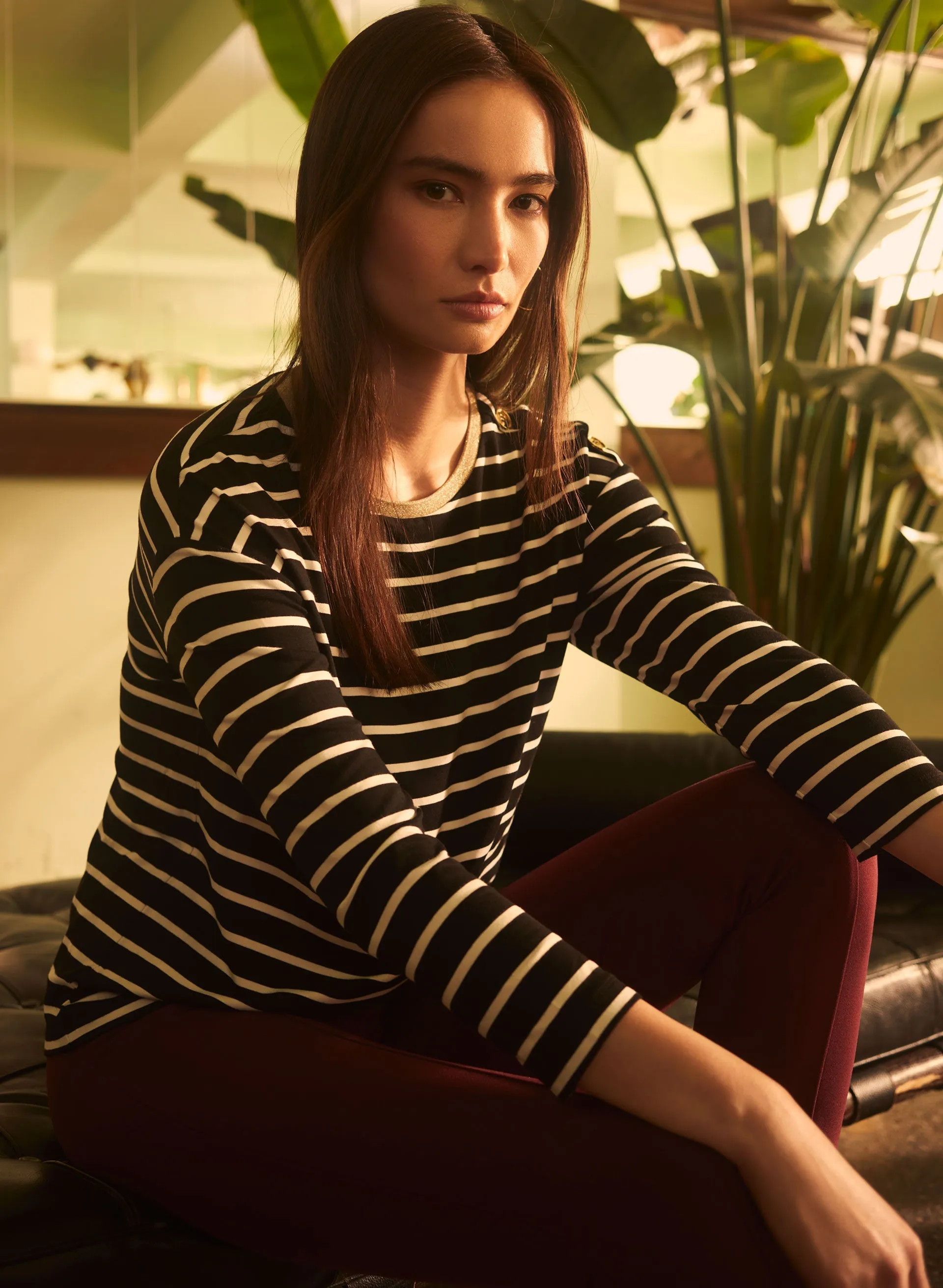 Stripe Print 3/4 Sleeve Tee sold by Melanie Lyne