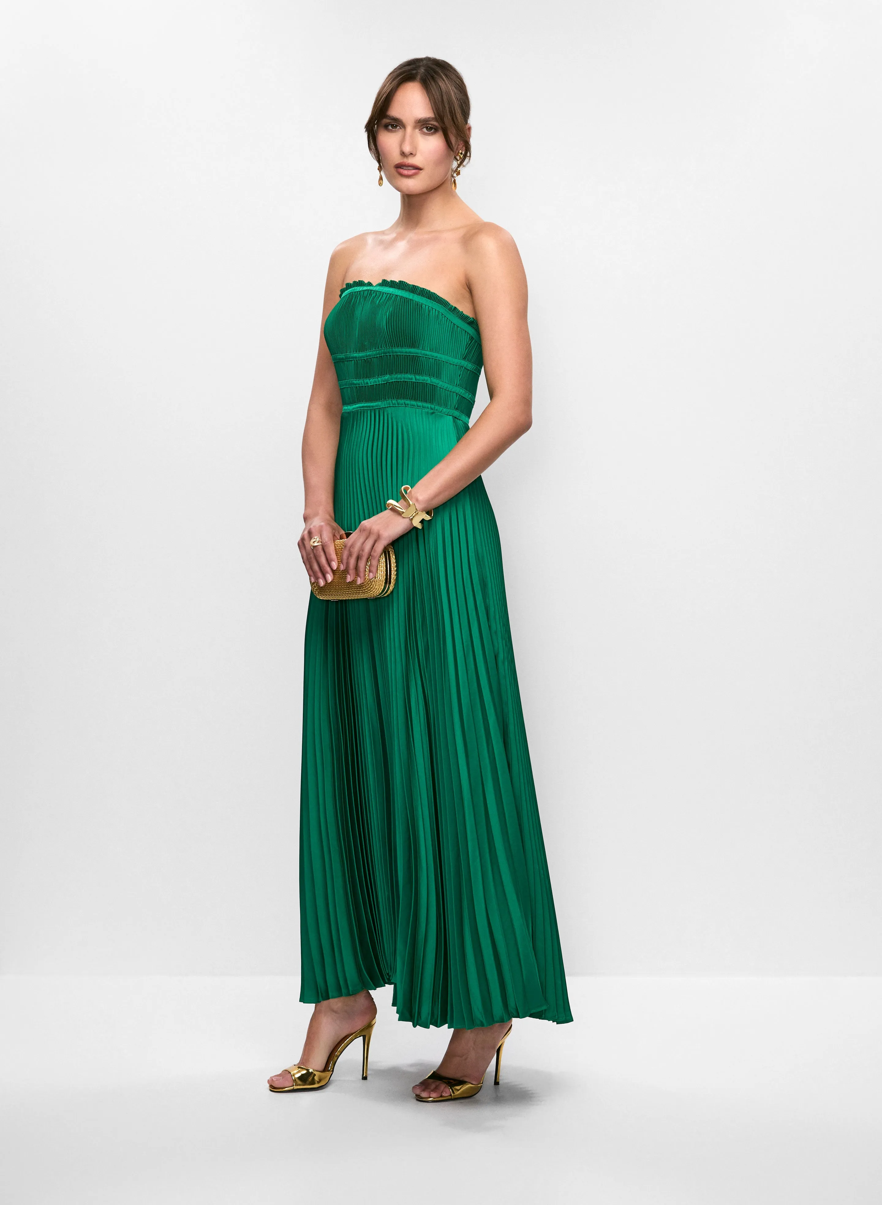 Strapless Satin Plisse Dress sold by Melanie Lyne product image thumbnail 2