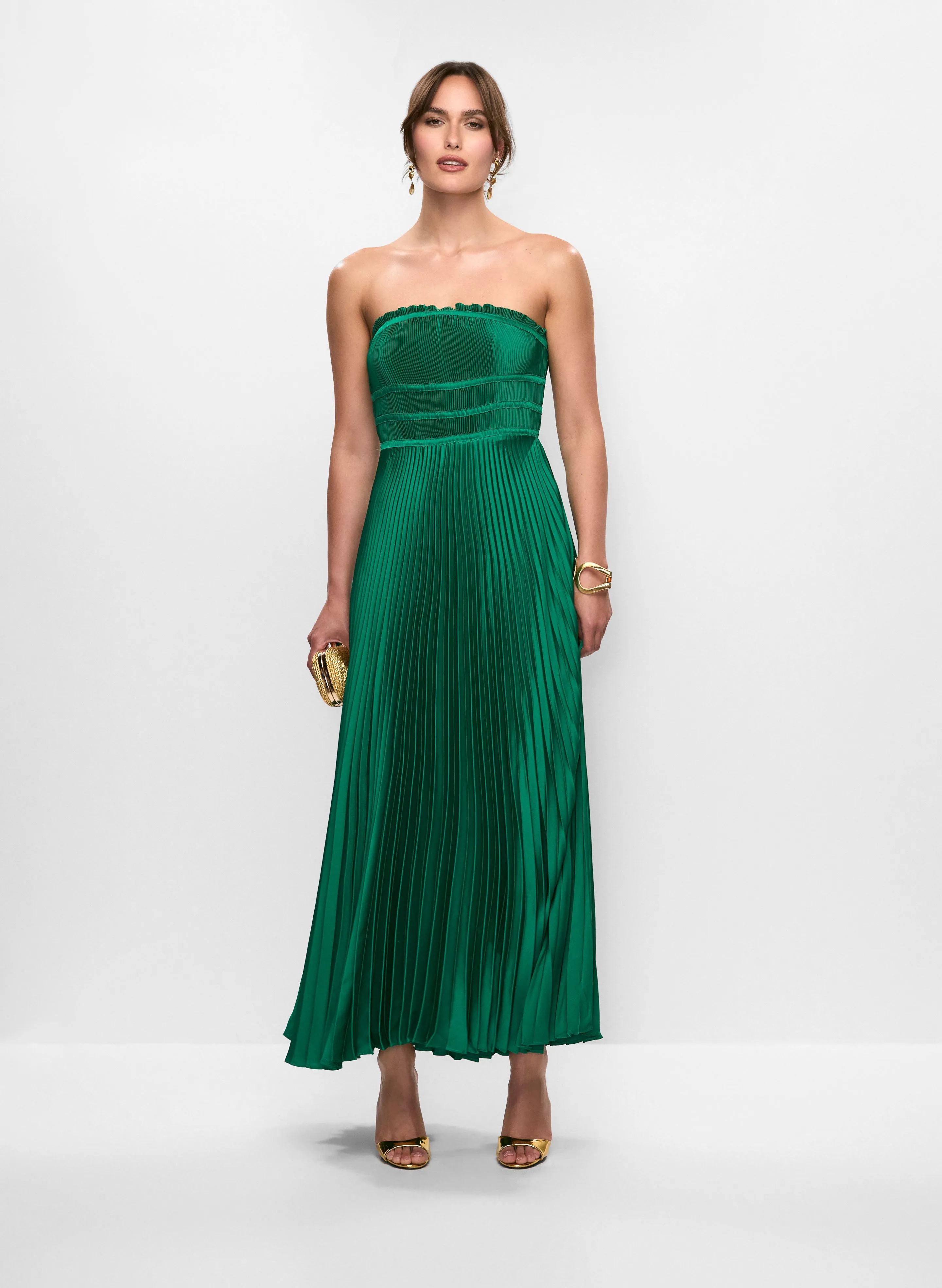 Strapless Satin Plisse Dress sold by Melanie Lyne