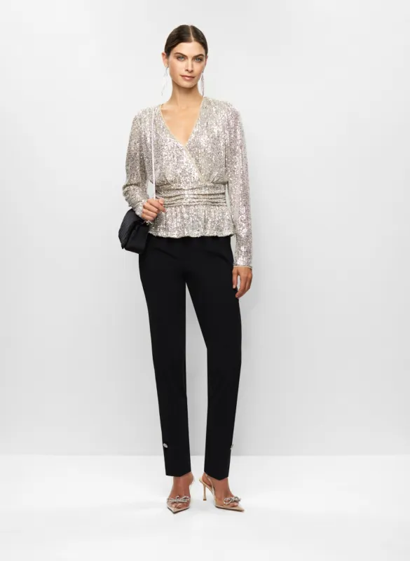 Sequin Peplum Top & Slim Leg Pants sold by Melanie Lyne
