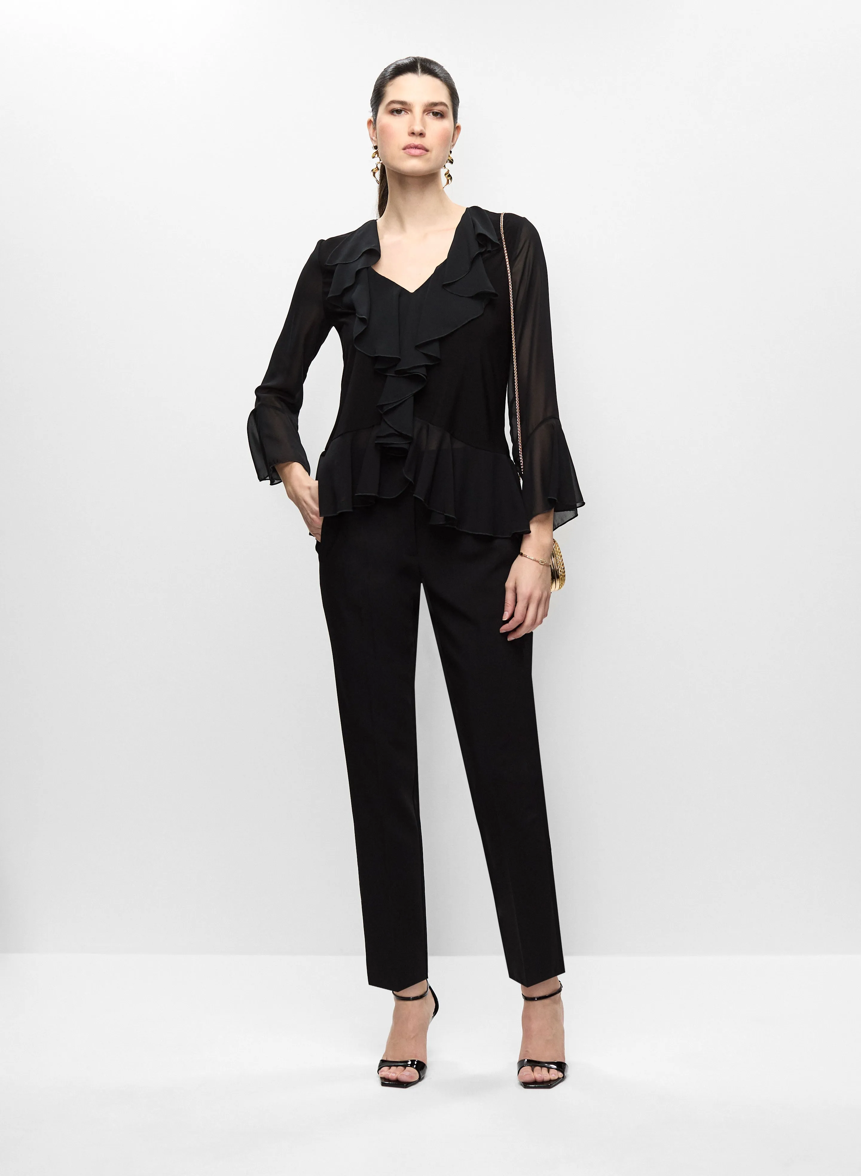 Ruffle Detail Long Sleeve Top & Slim Leg Pants sold by Melanie Lyne