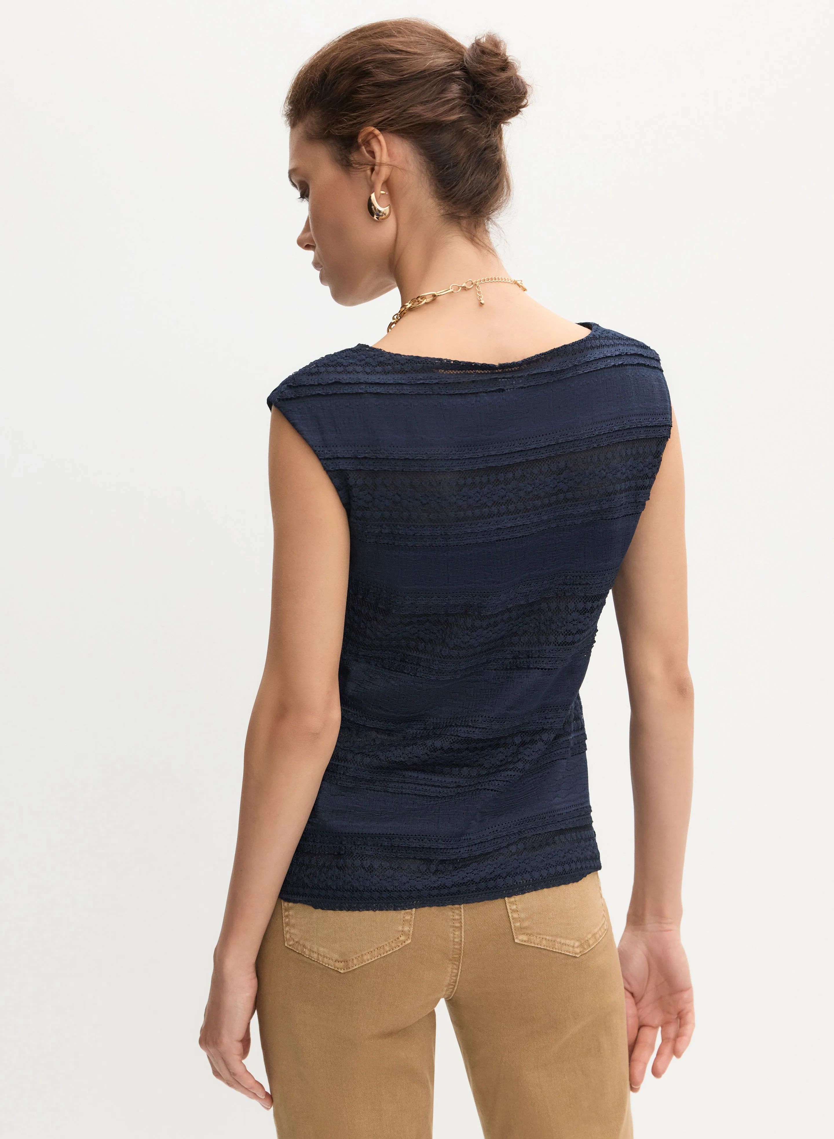 Cap Sleeve Lace Detail Top sold by Melanie Lyne product image thumbnail 4