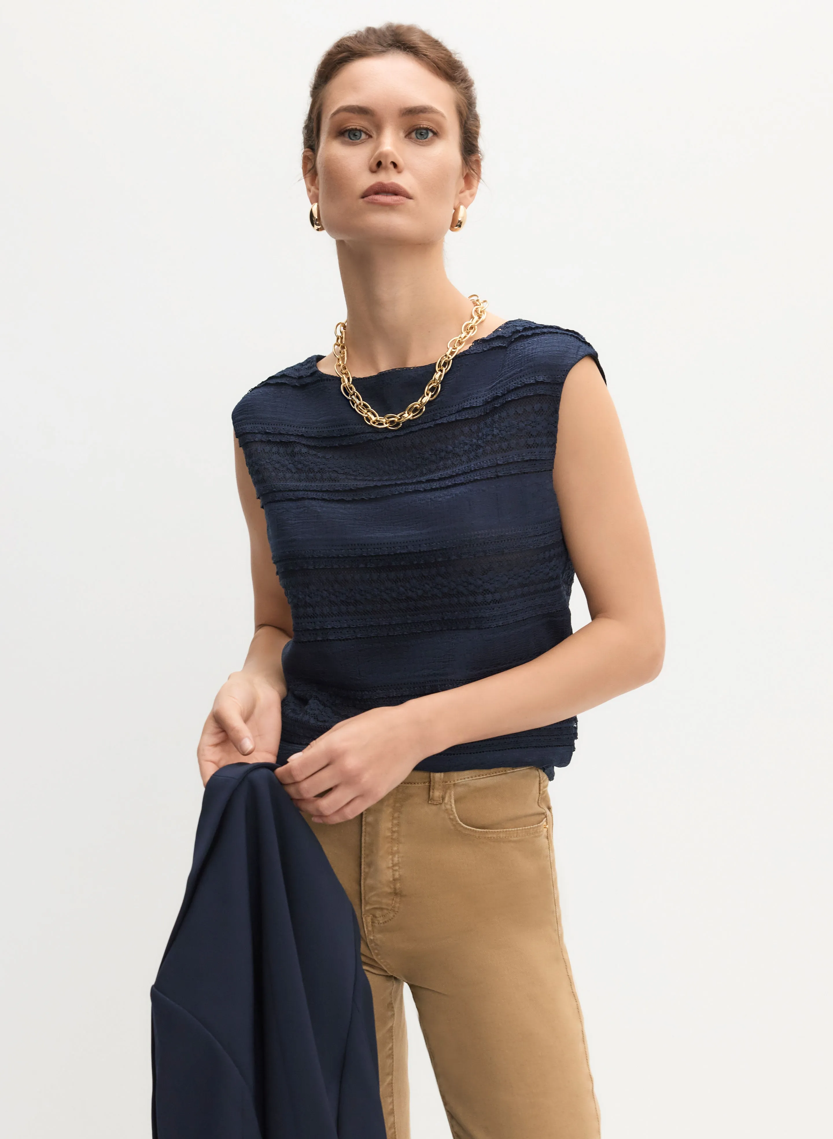 Cap Sleeve Lace Detail Top sold by Melanie Lyne