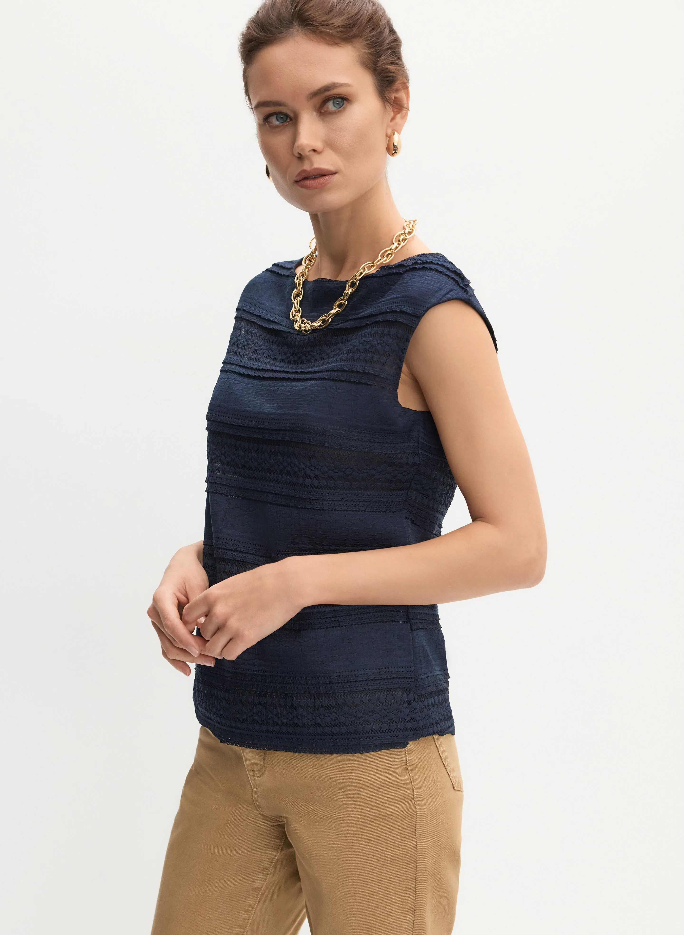 Cap Sleeve Lace Detail Top sold by Melanie Lyne product image thumbnail 5