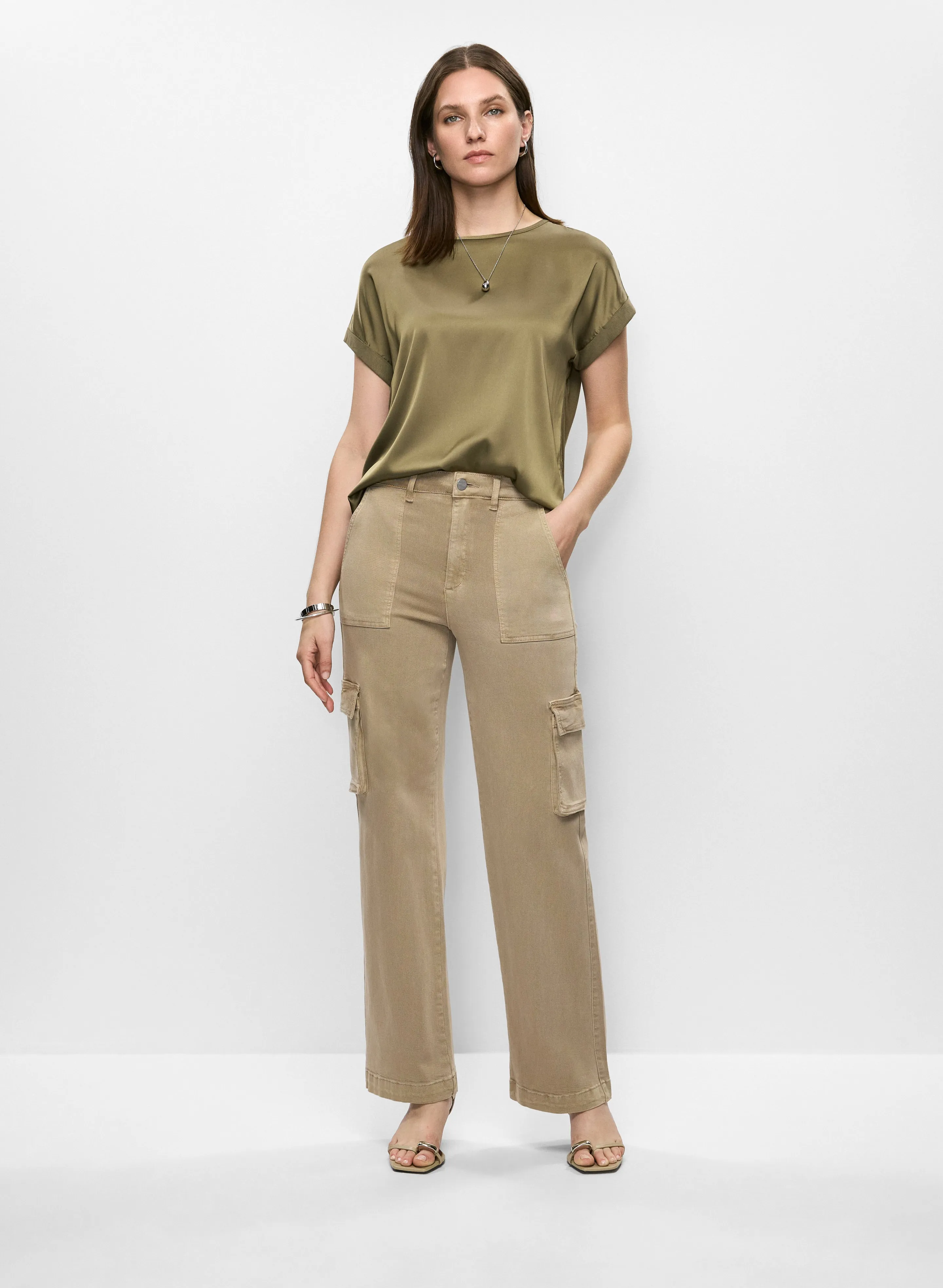 Satin T-Shirt & Wide Leg Cargo Pants sold by Melanie Lyne