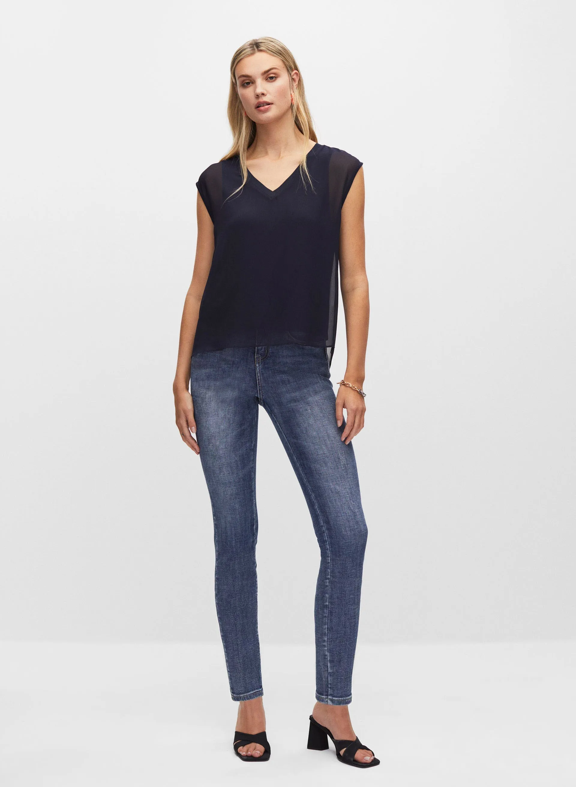 Drop Shoulder V-Neck Blouse sold by Melanie Lyne product image thumbnail 3