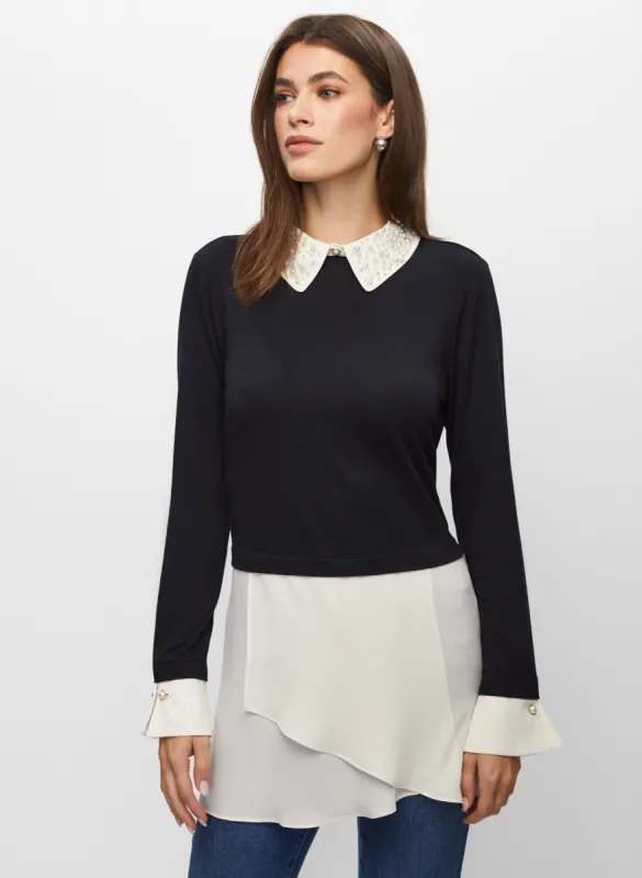 Pearl Collar Fooler Top made by Melanie Lyne