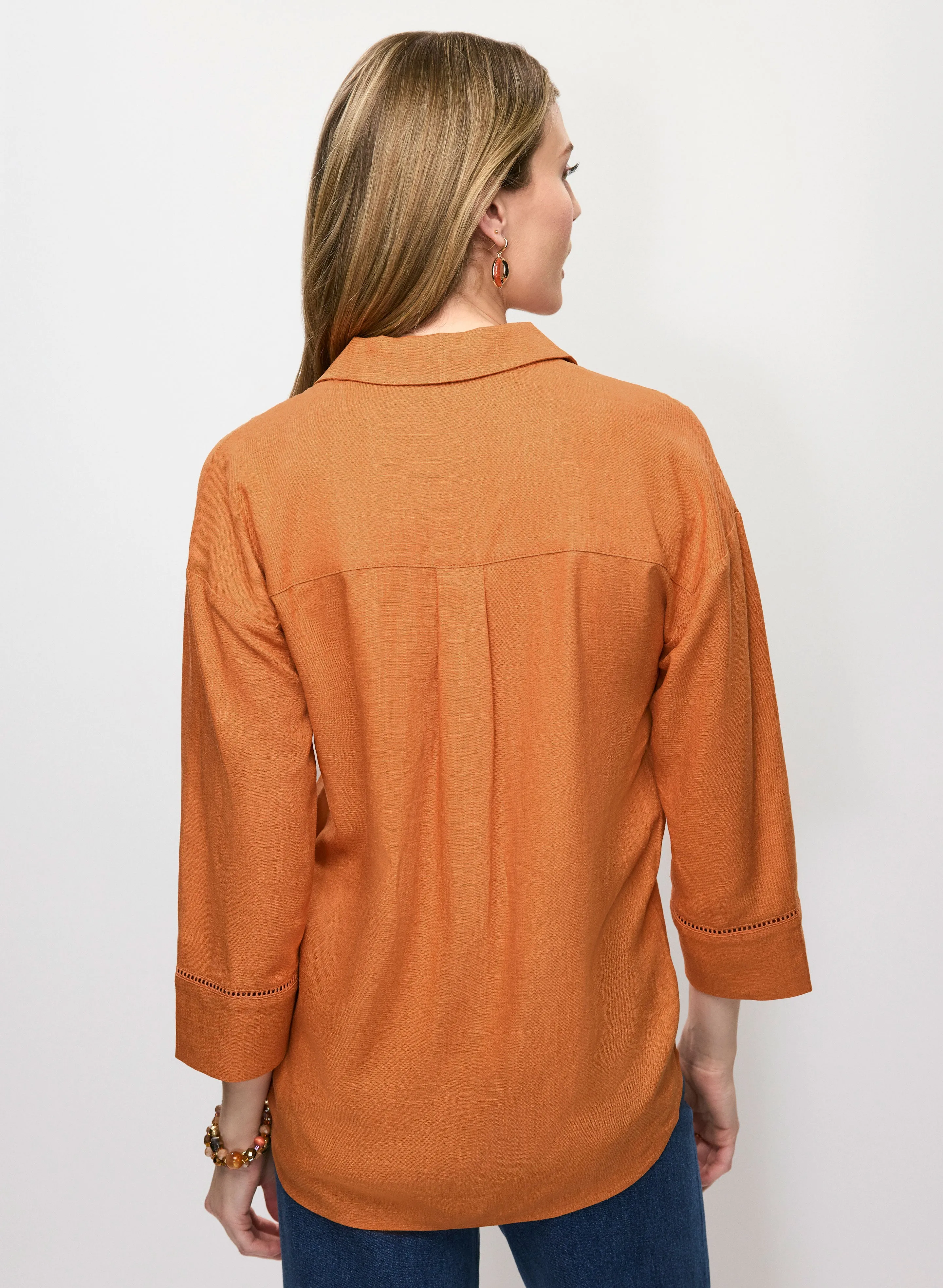 Linen-Blend Openwork Detail Blouse sold by Melanie Lyne product image thumbnail 4