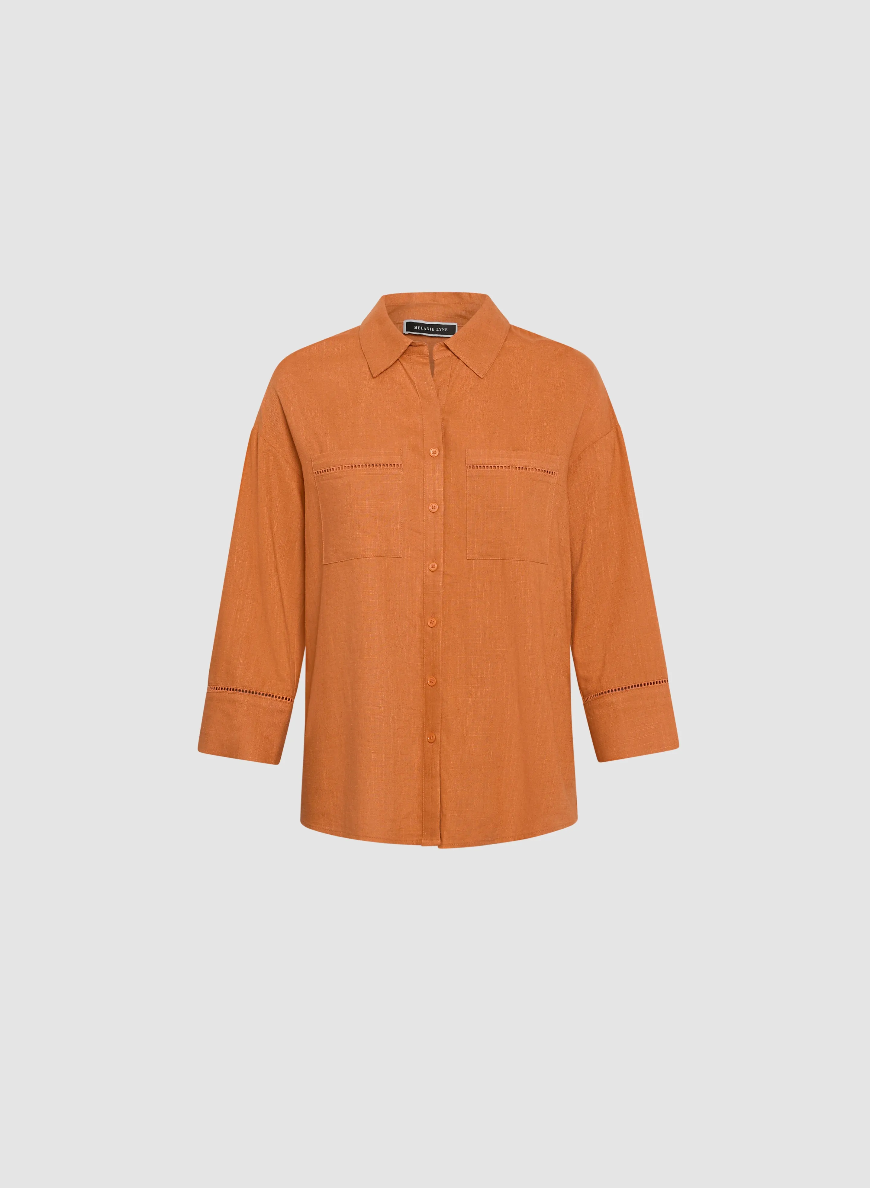 Linen-Blend Openwork Detail Blouse sold by Melanie Lyne product image thumbnail 5