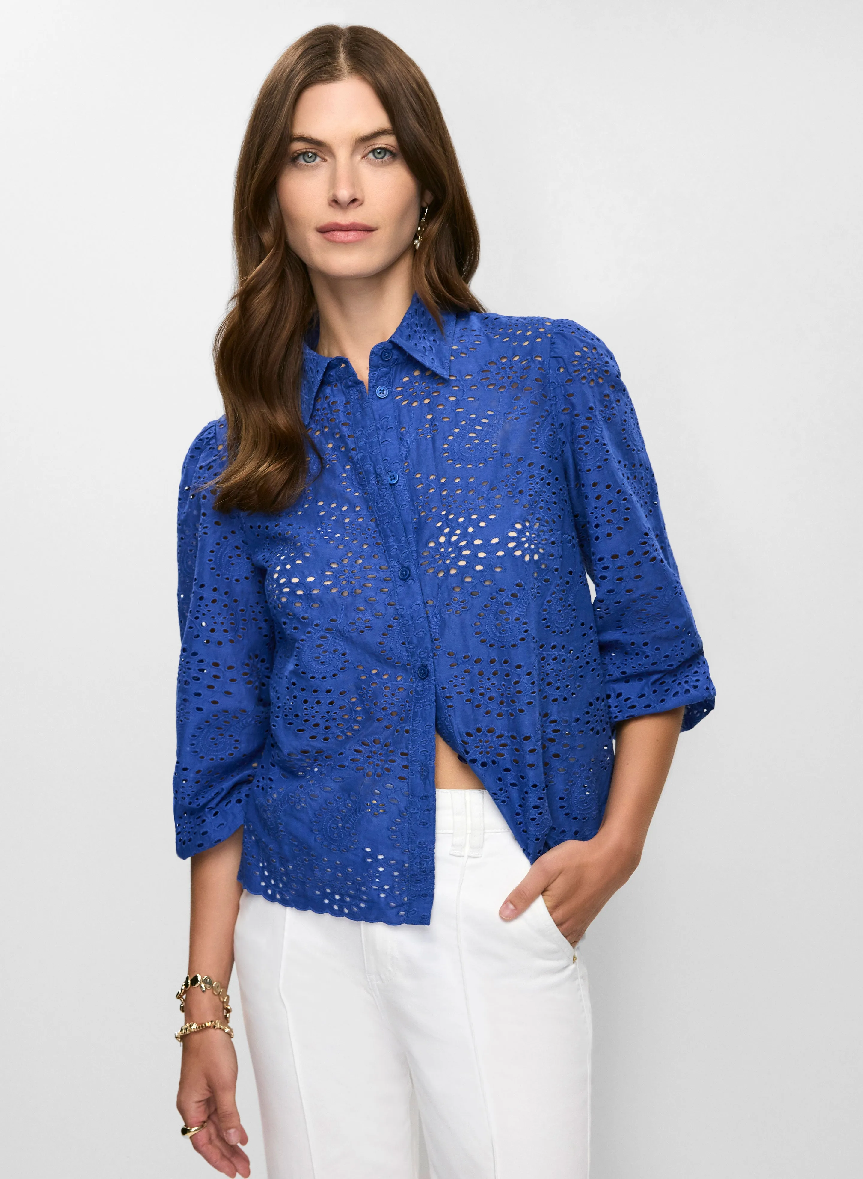 Button-Down Eyelet Blouse sold by Melanie Lyne