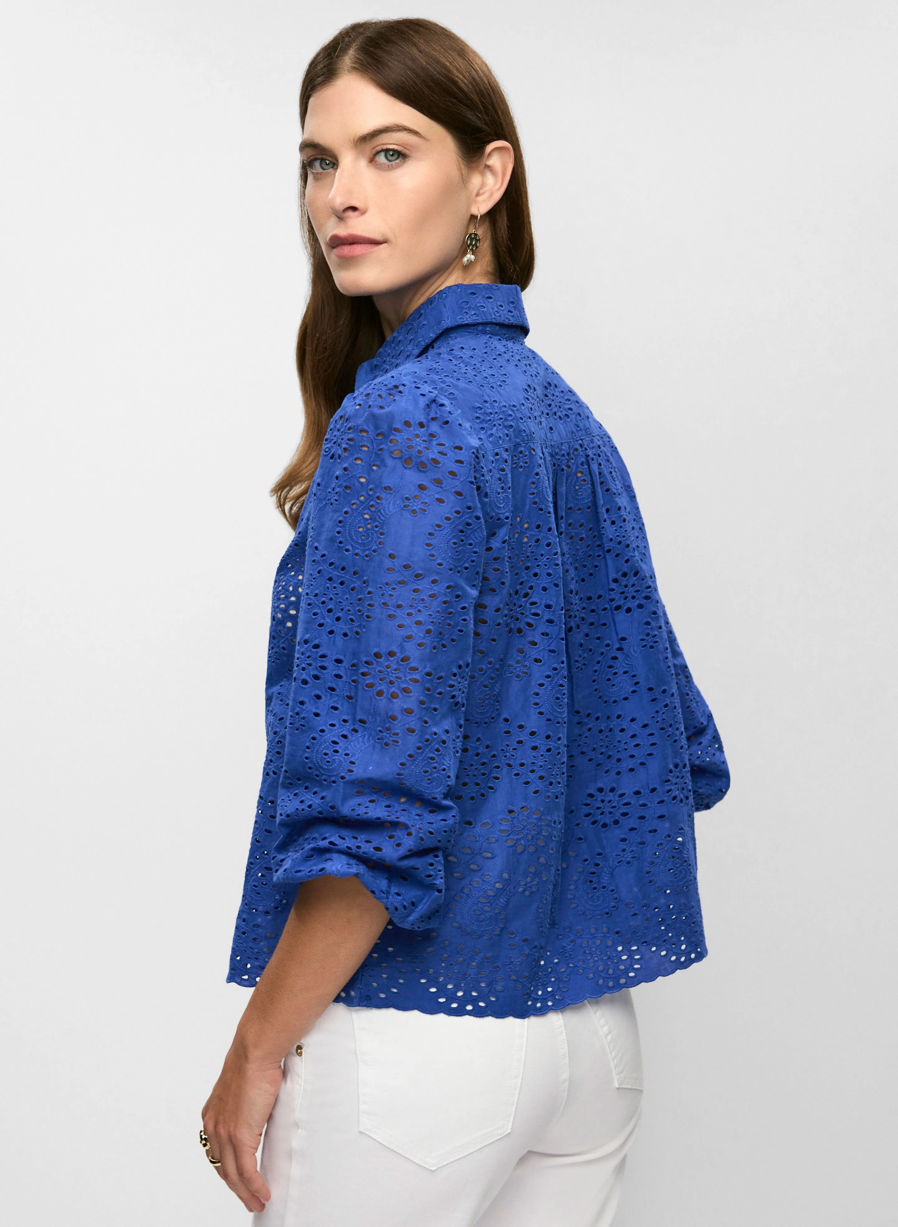 Button-Down Eyelet Blouse sold by Melanie Lyne product image thumbnail 4