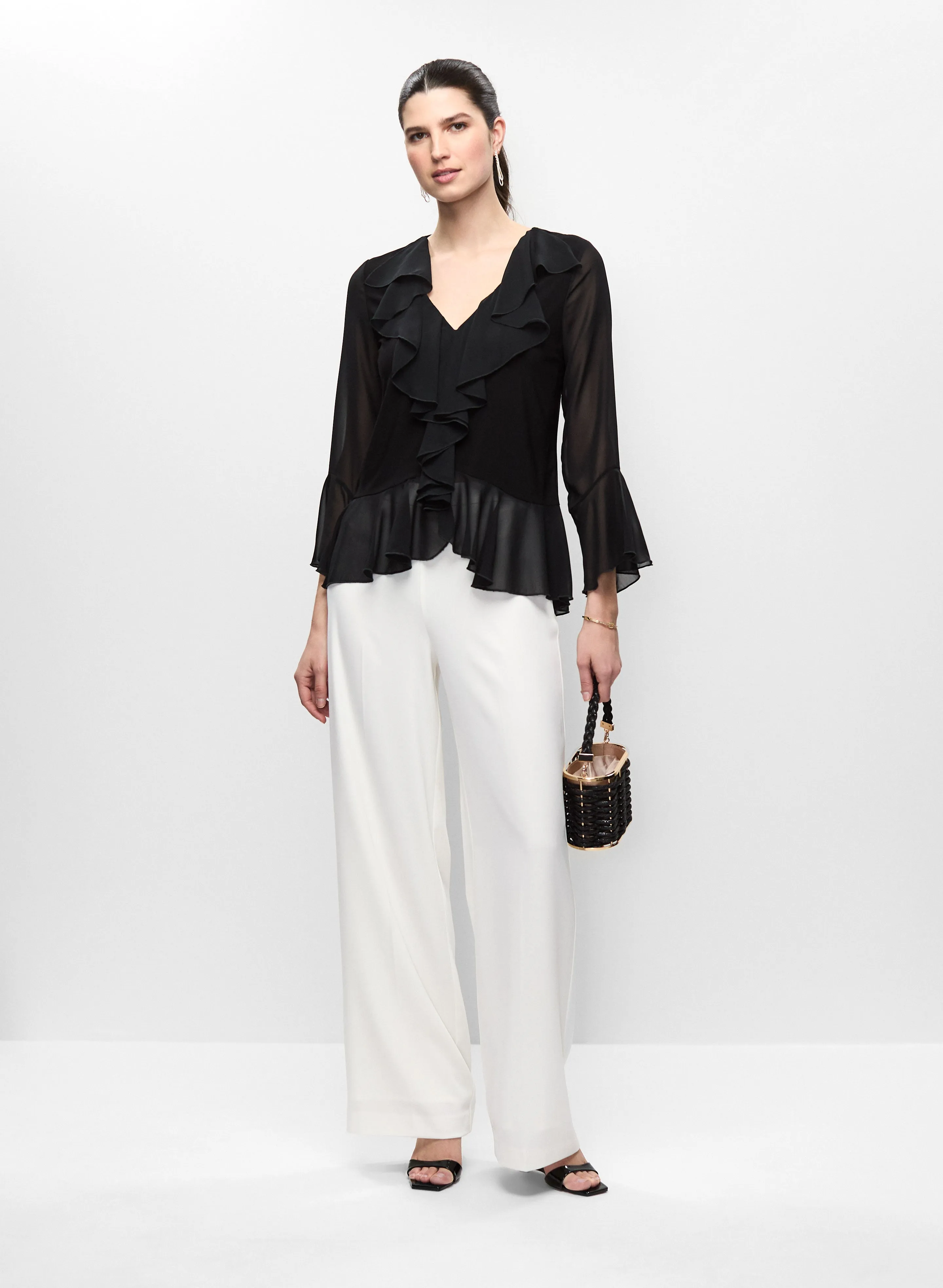 Ruffle Detail Long Sleeve Top & Wide Leg Pants sold by Melanie Lyne