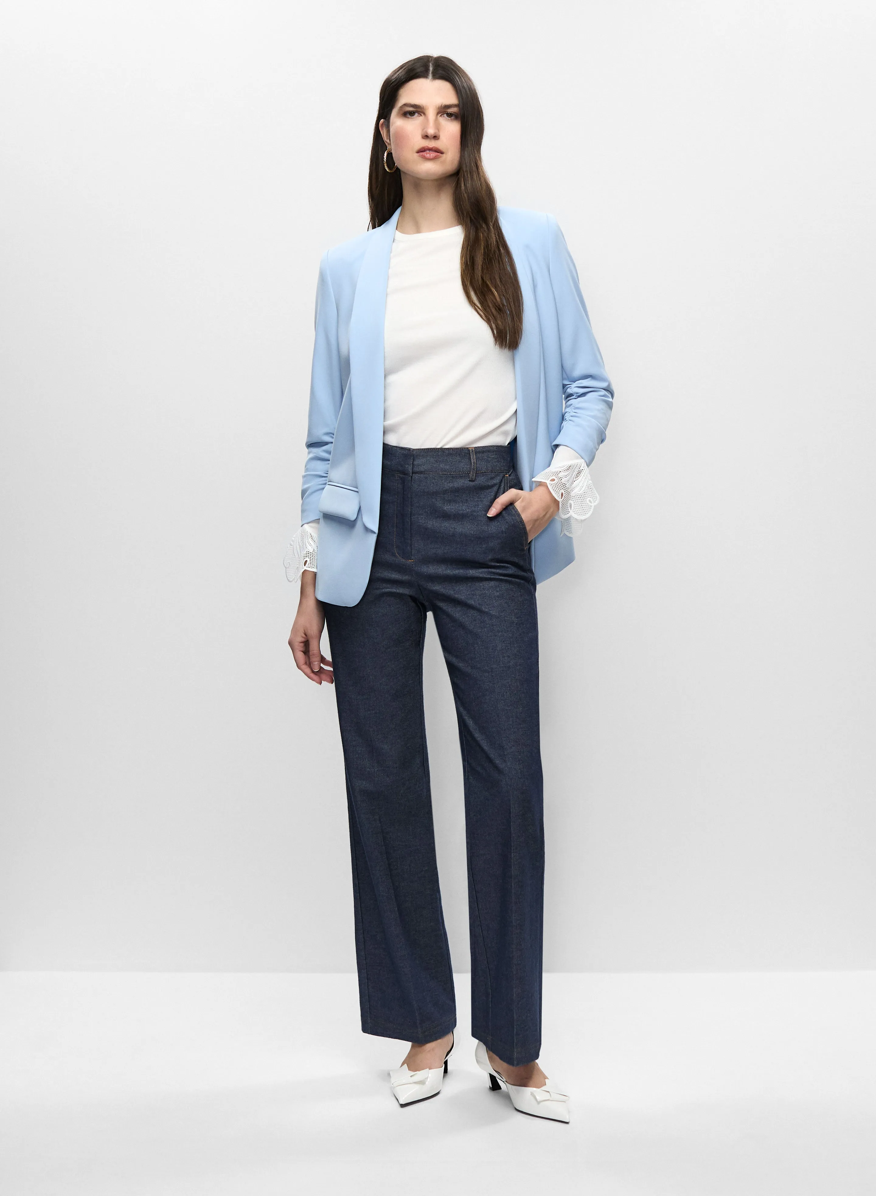 Roll-Up Sleeve Jacket & Chambray Denim Pants sold by Melanie Lyne