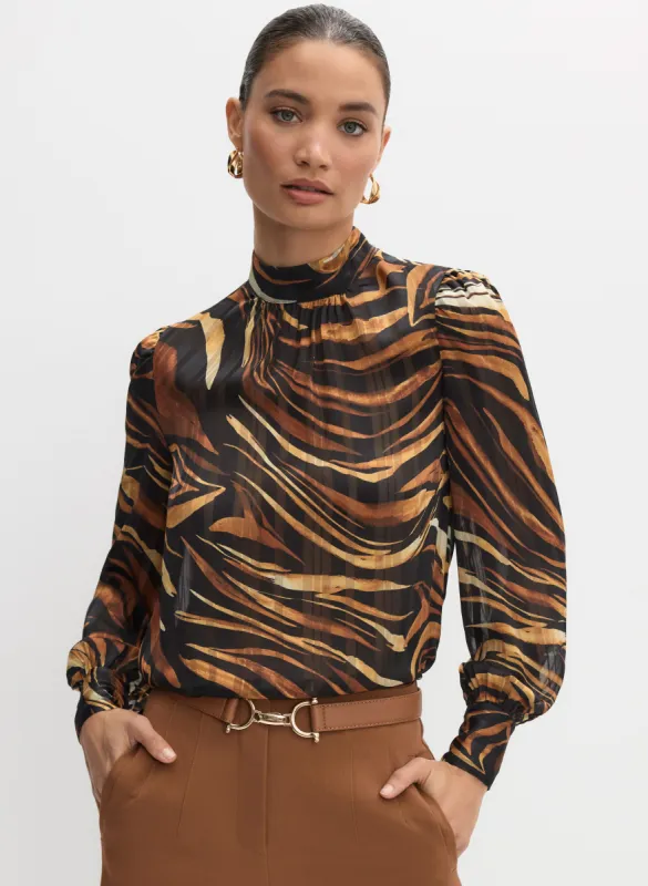 High Neck Animal Print Blouse sold by Melanie Lyne