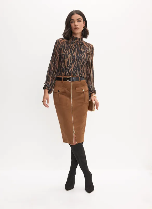 Animal Print Mesh Top & Faux Suede Skirt sold by Melanie Lyne